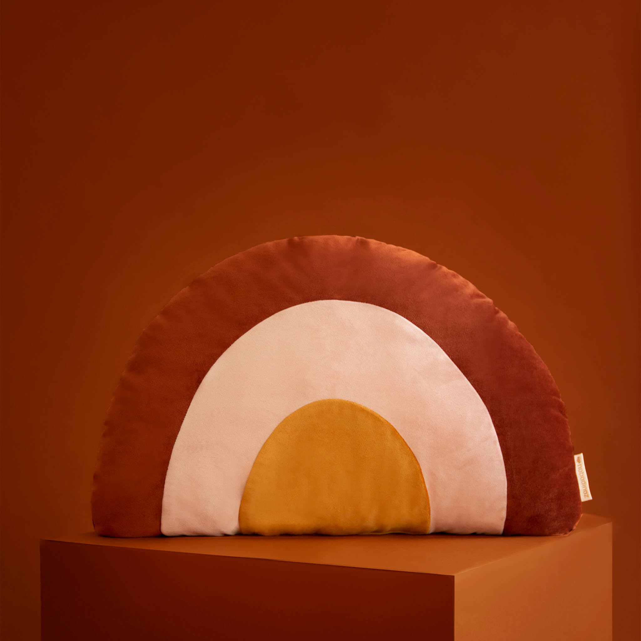 Nobodinoz Velvet Rainbow Cushion in Wild Brown