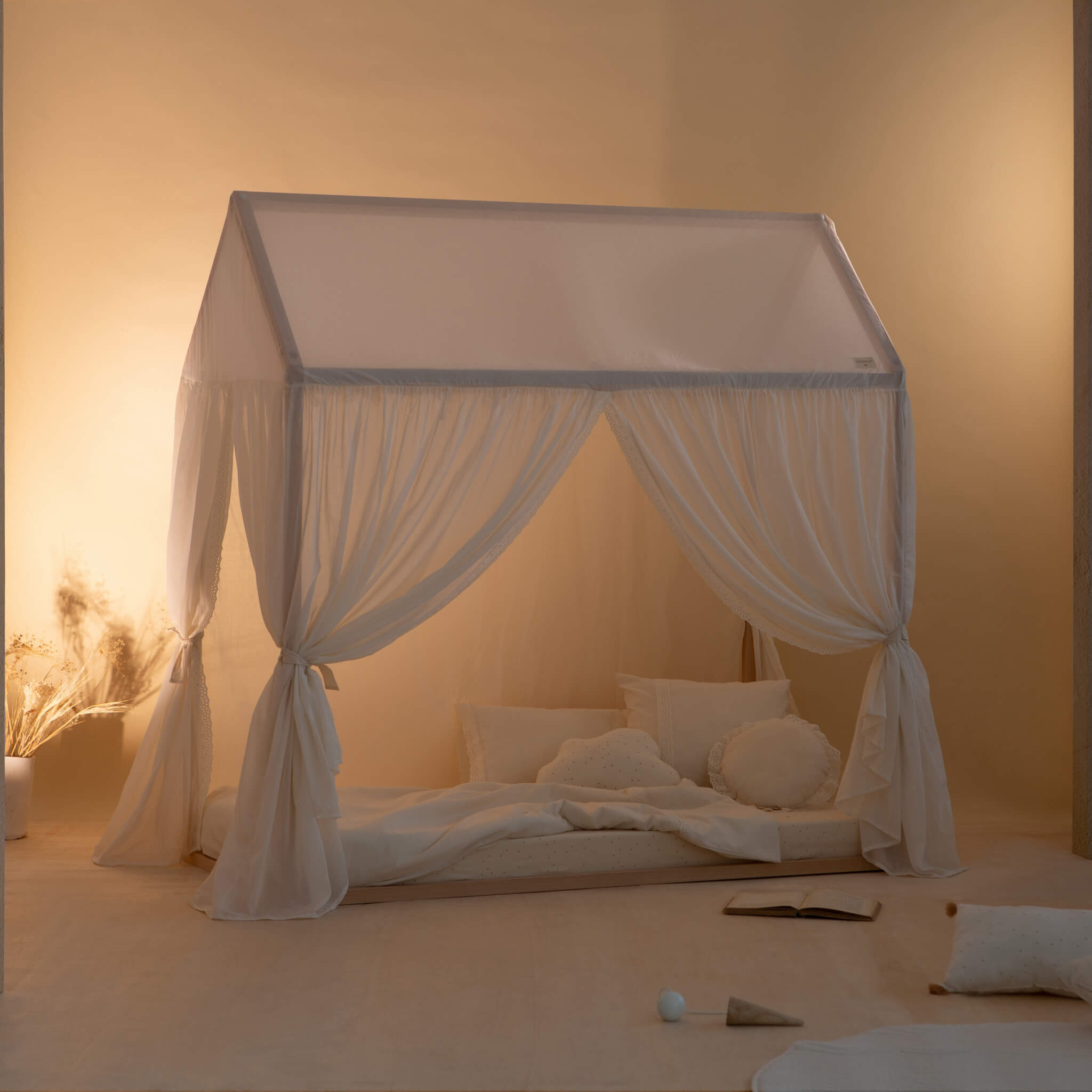 Nobodinoz Vera Eyelet Lace Childs Bed Home in Room