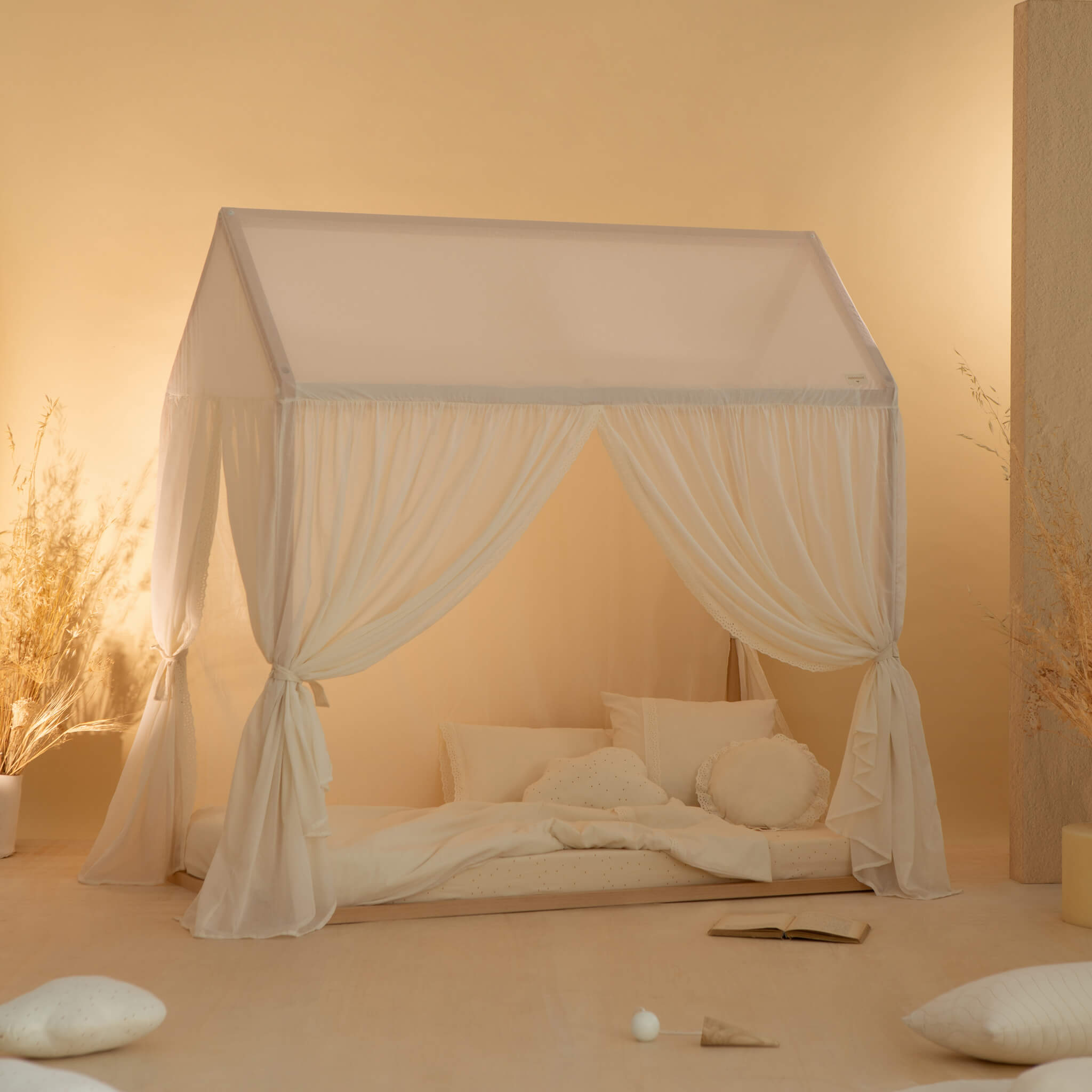 Nobodinoz Vera Eyelet Lace Childs Bed Home in Room