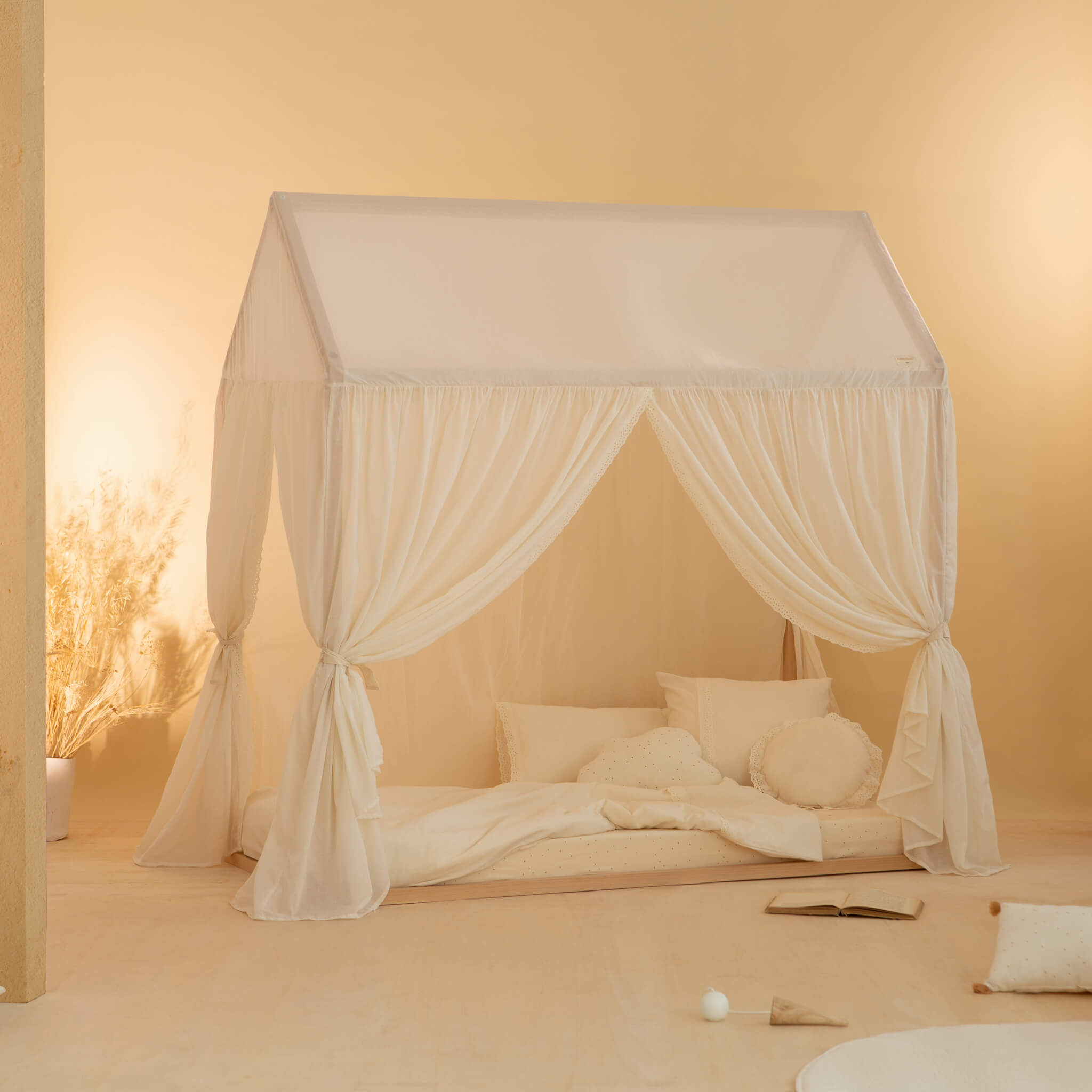 Nobodinoz Vera Eyelet Lace Childs Bed Home in Room