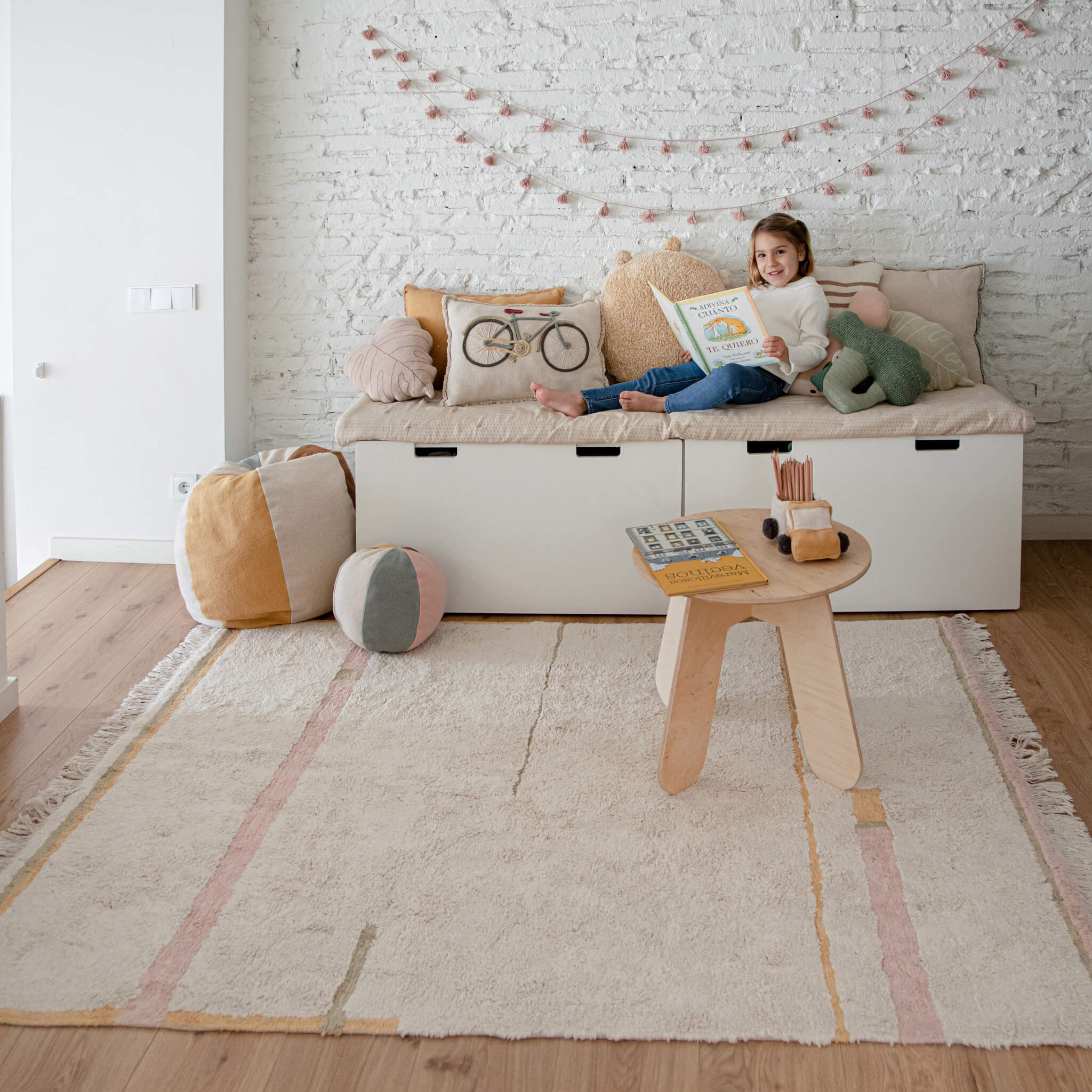 Lorena Canals Kids Washable Rug in Lanes Nude