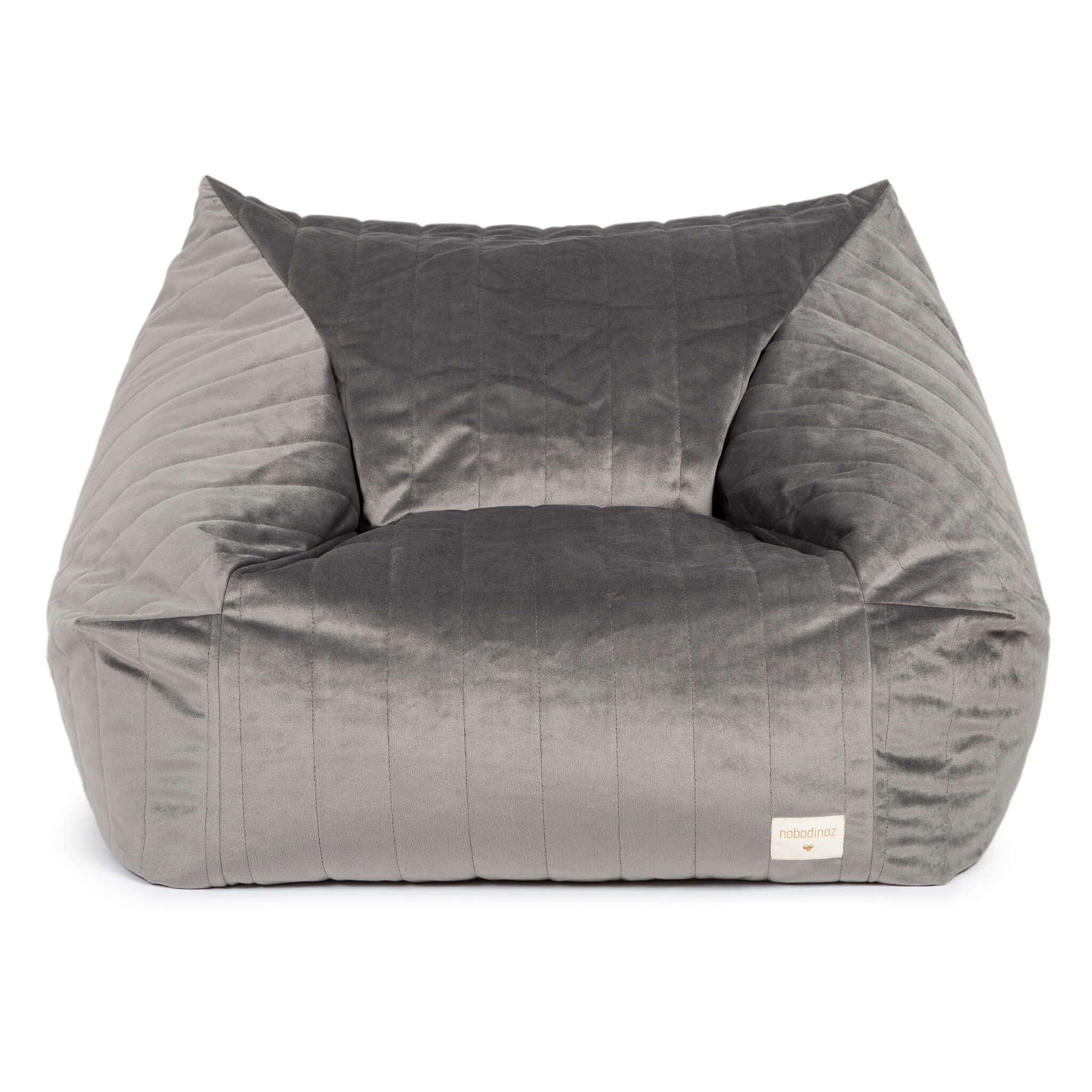 Nobodinoz Chelsea Velvet Bean Bag in Slate Grey