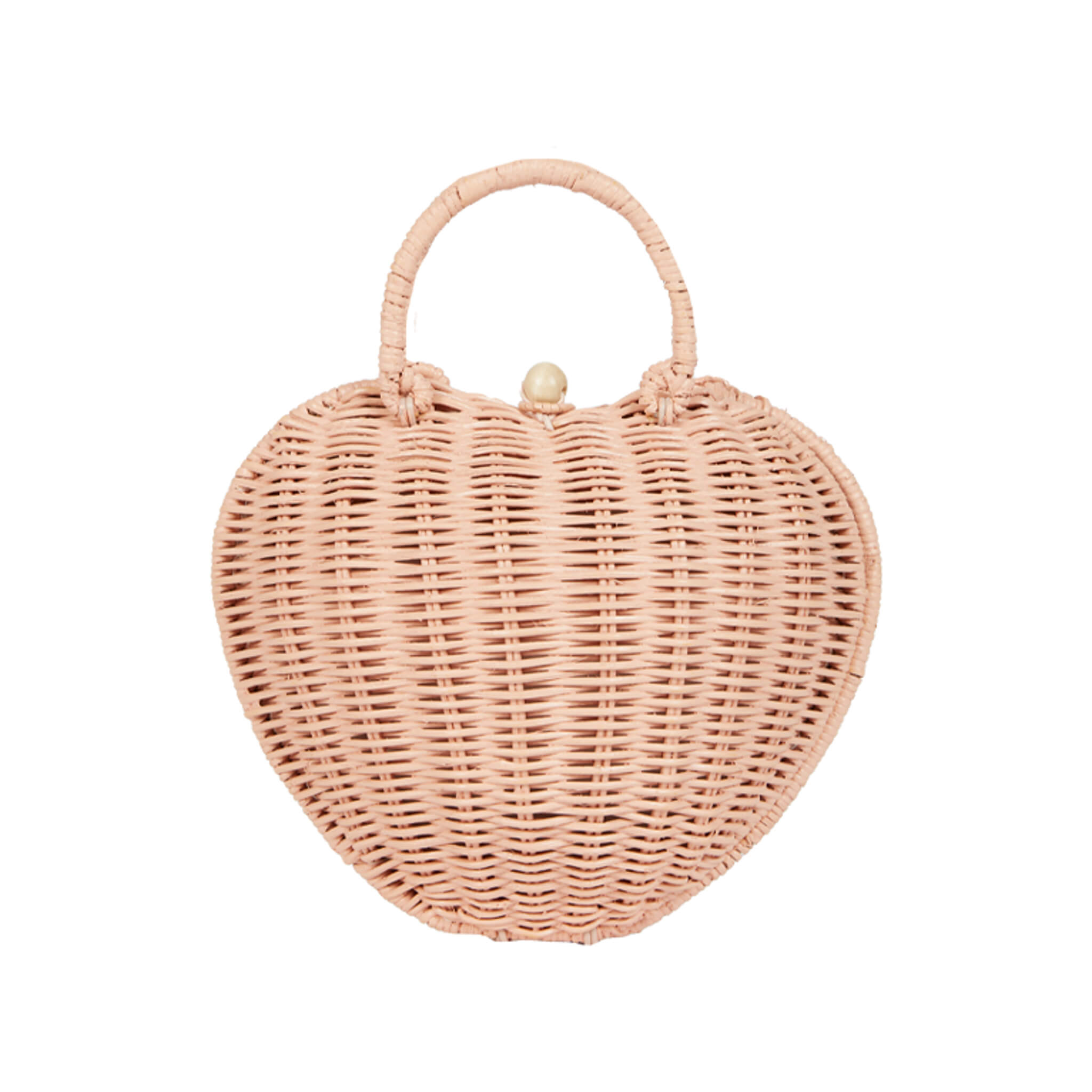Olli Ella Rattan Luvya Heart Handbag in Rose Pink