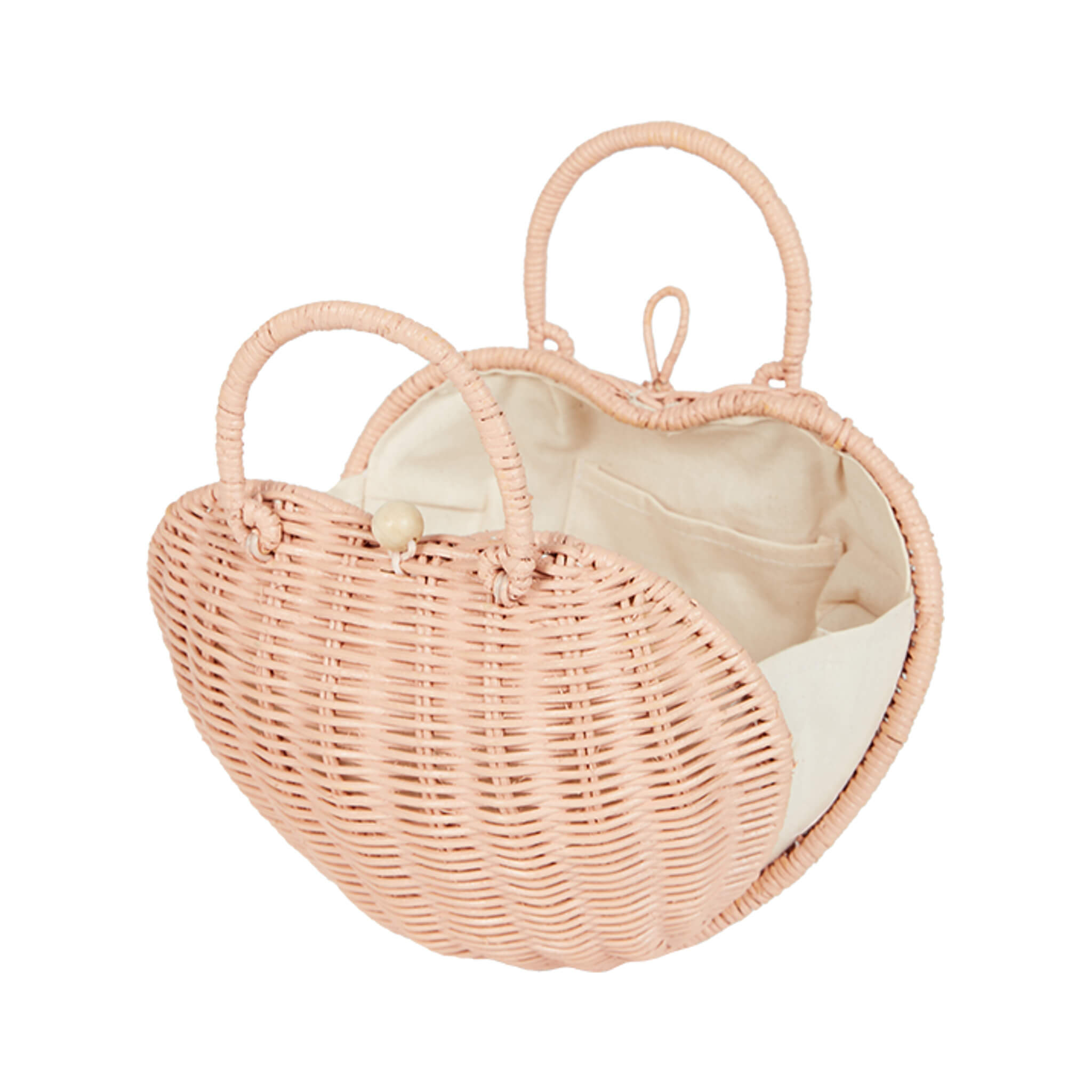 Olli Ella Rattan Luvya Heart Handbag in Rose Pink