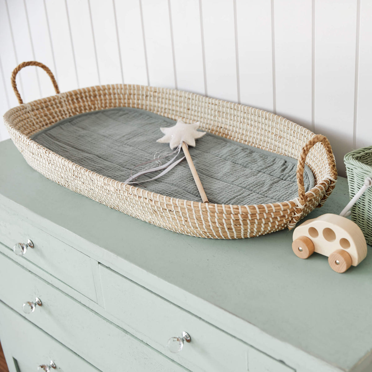 Luxe Changing Basket Cotton Insert - Sage