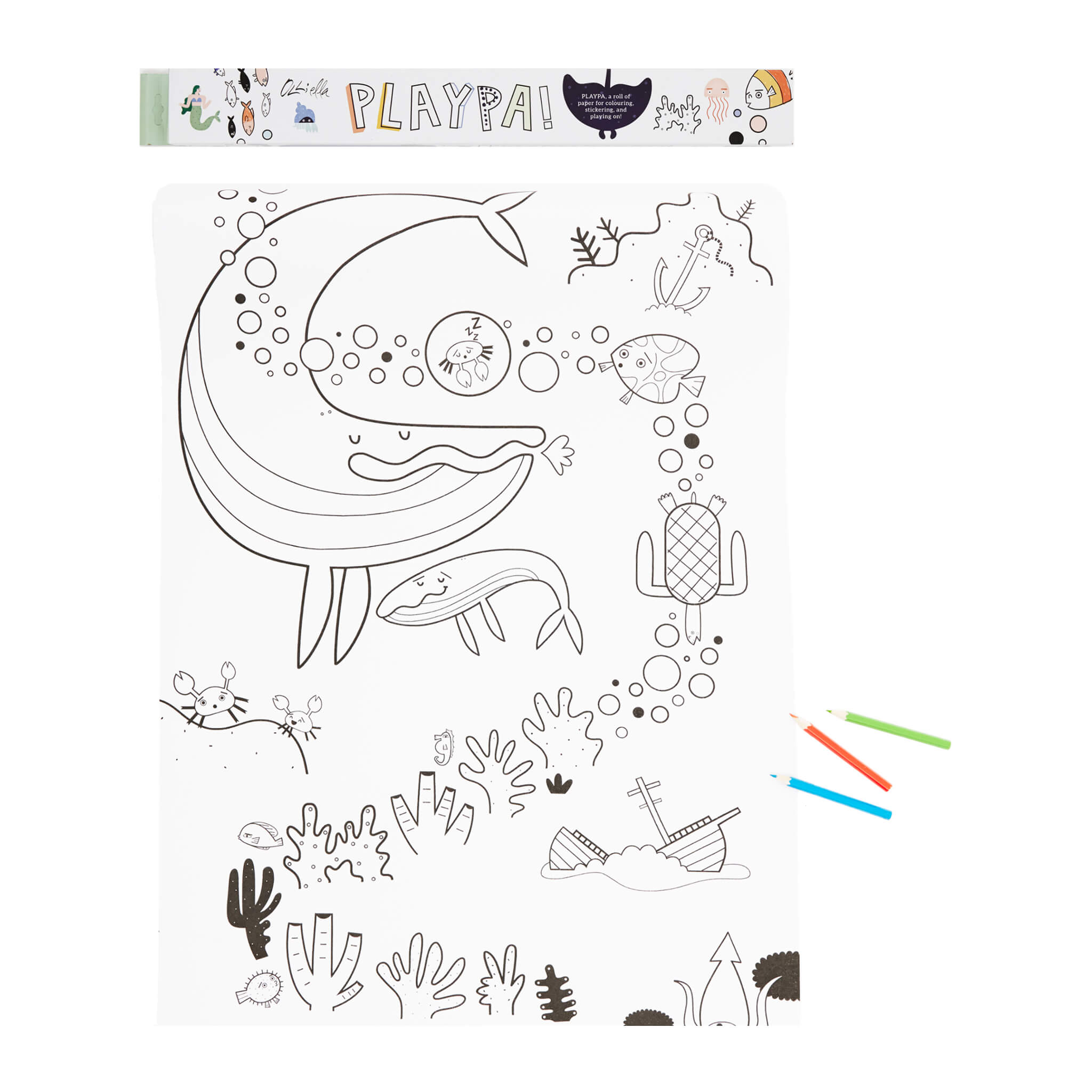 Olli Ella Playpa Paper Activity Roll in Ocean Design
