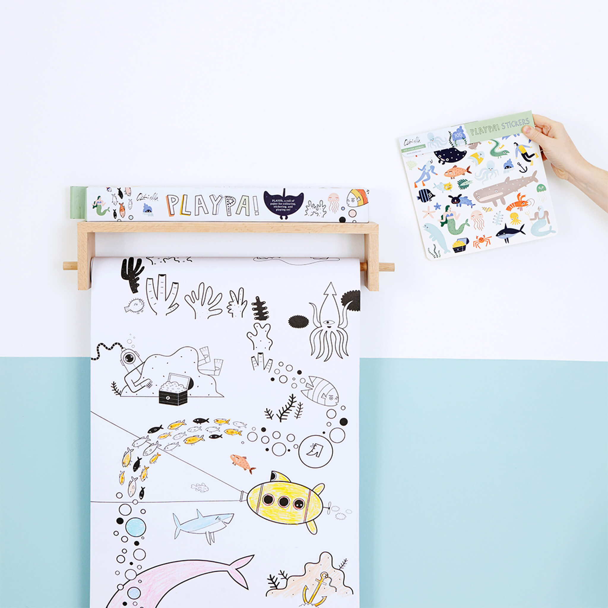 Olli Ella Playpa Paper Activity Roll in Ocean Design