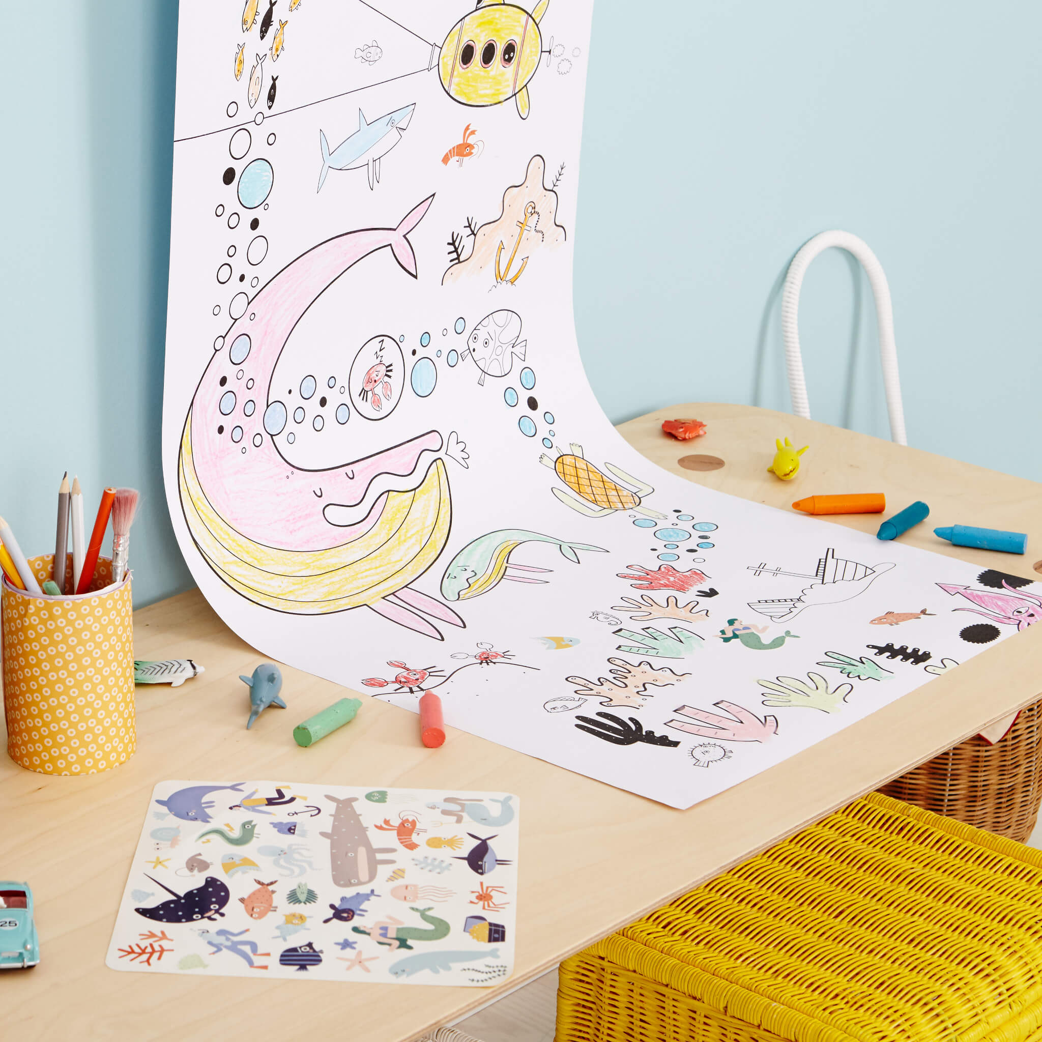 Olli Ella Playpa Paper Activity Roll in Ocean Design