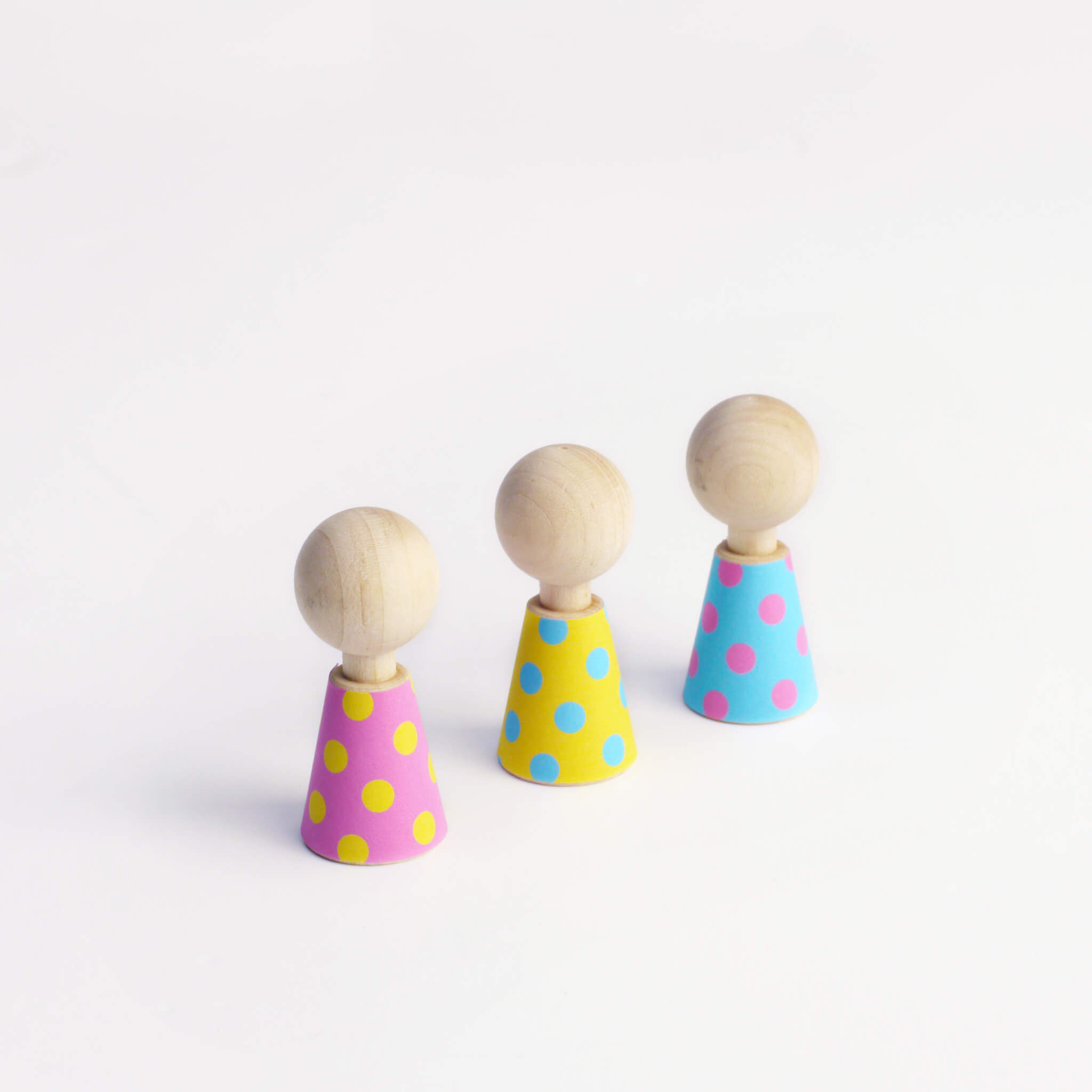 Five Wooden Dress Up Dolls - Colour Pebbles