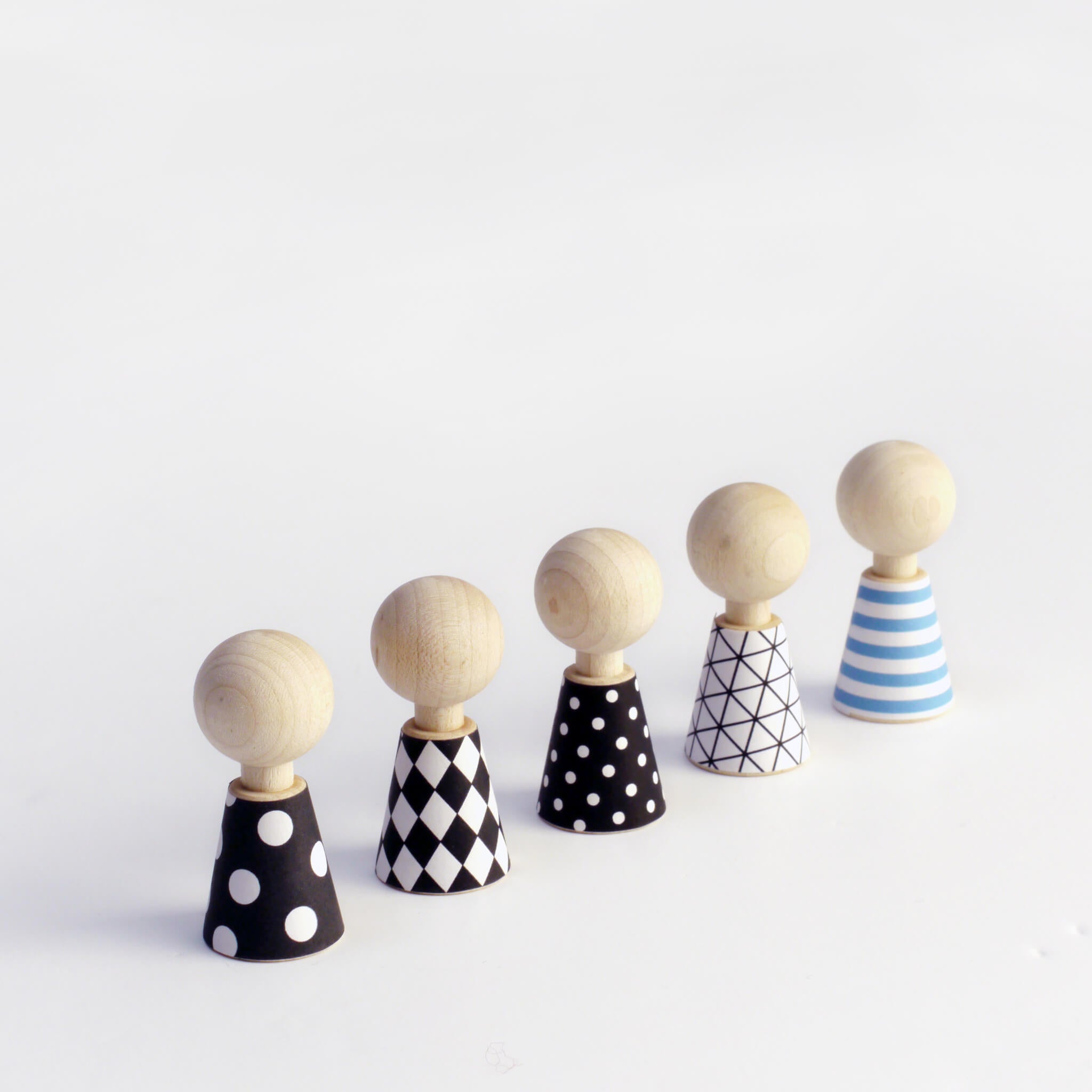 Five Wooden Dress Up Dolls - Modern Pebbles