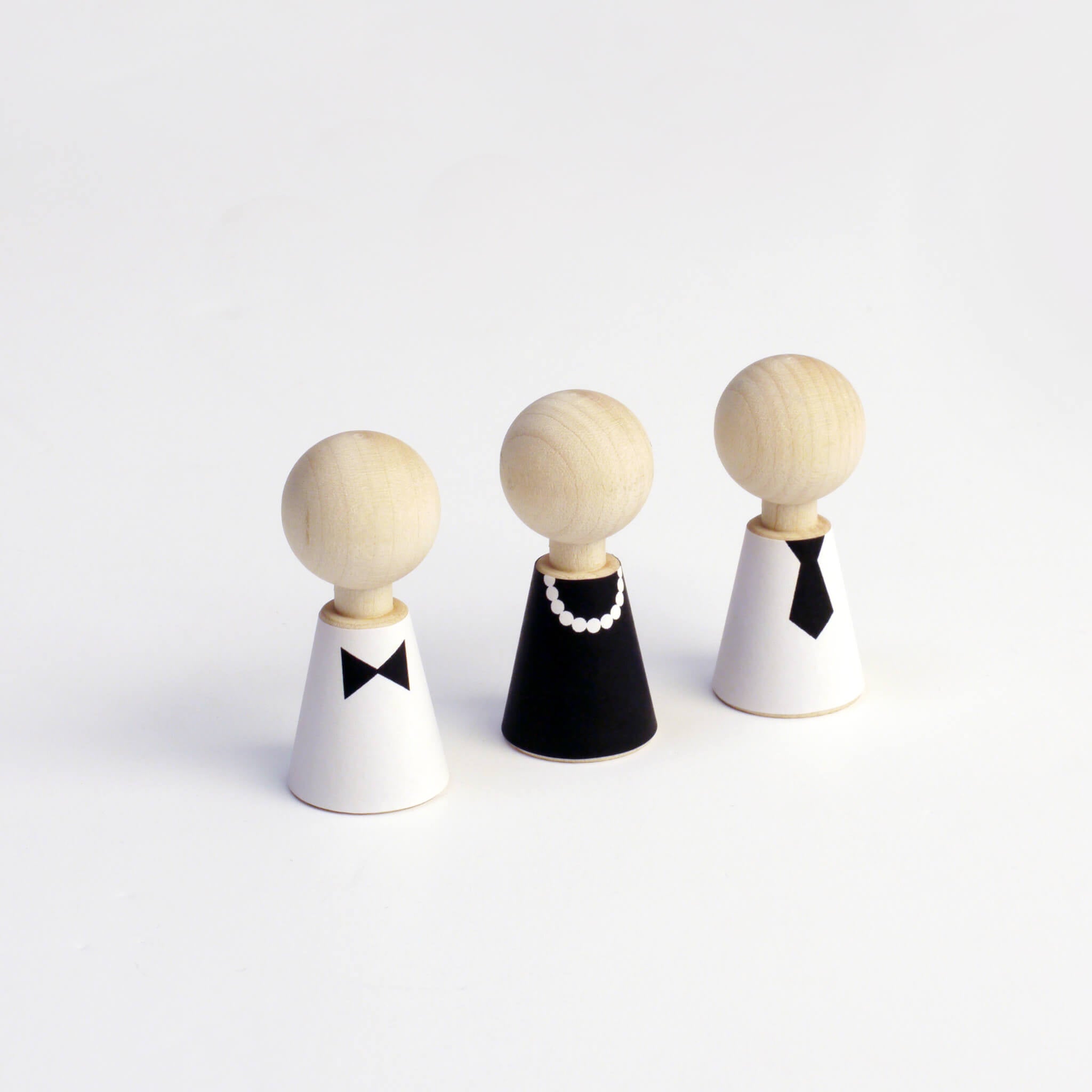 Five Wooden Dress Up Dolls - Modern Pebbles
