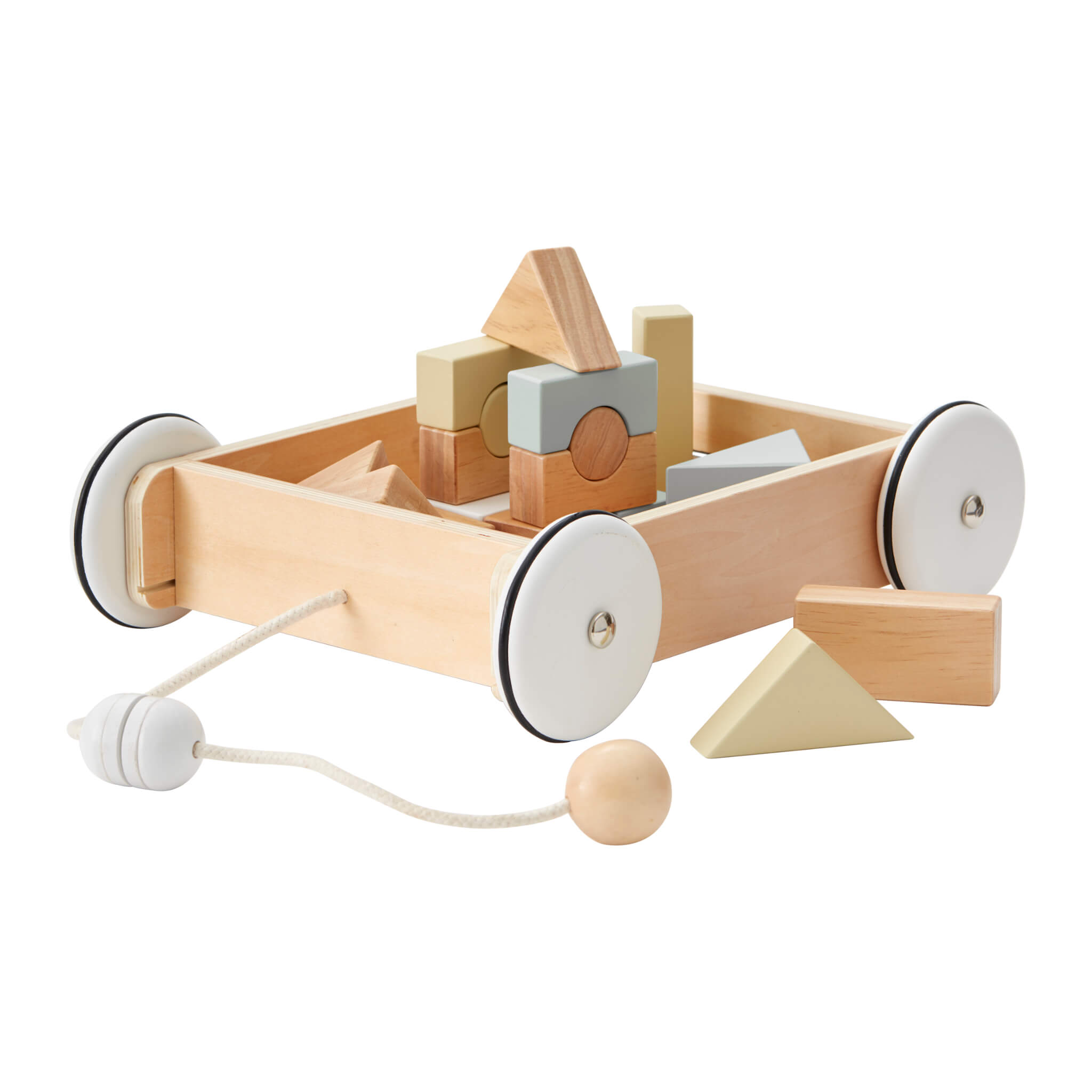 Kids Concept Pull Along Wagon With Blocks