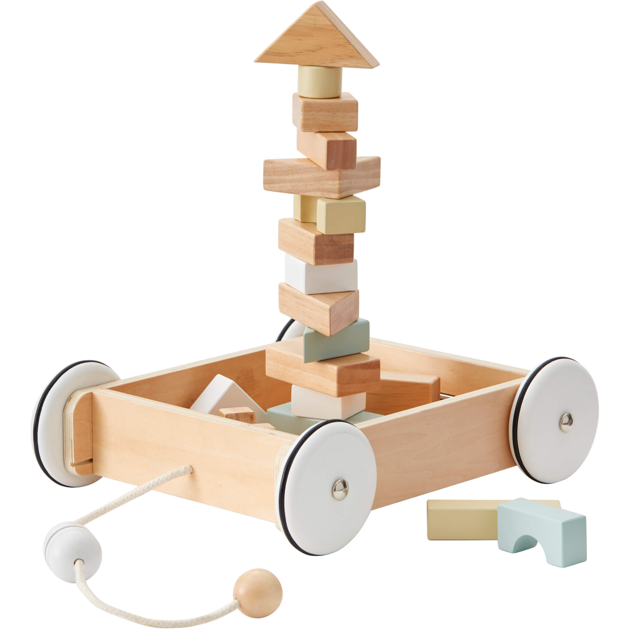 Kids Concept Pull Along Wagon With Blocks