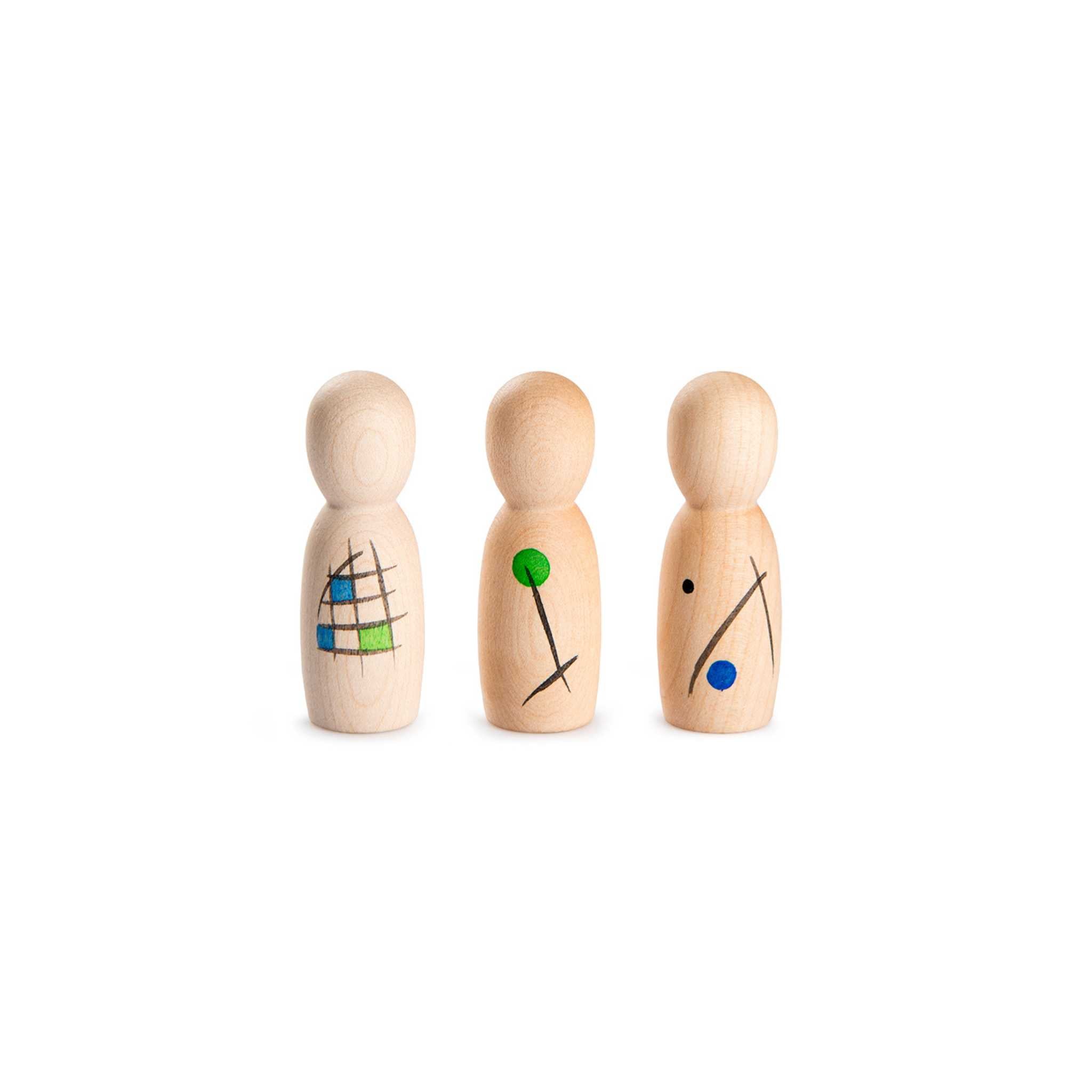 3 Wooden Toys From Grapat Lucky Lucky Collection on White Background