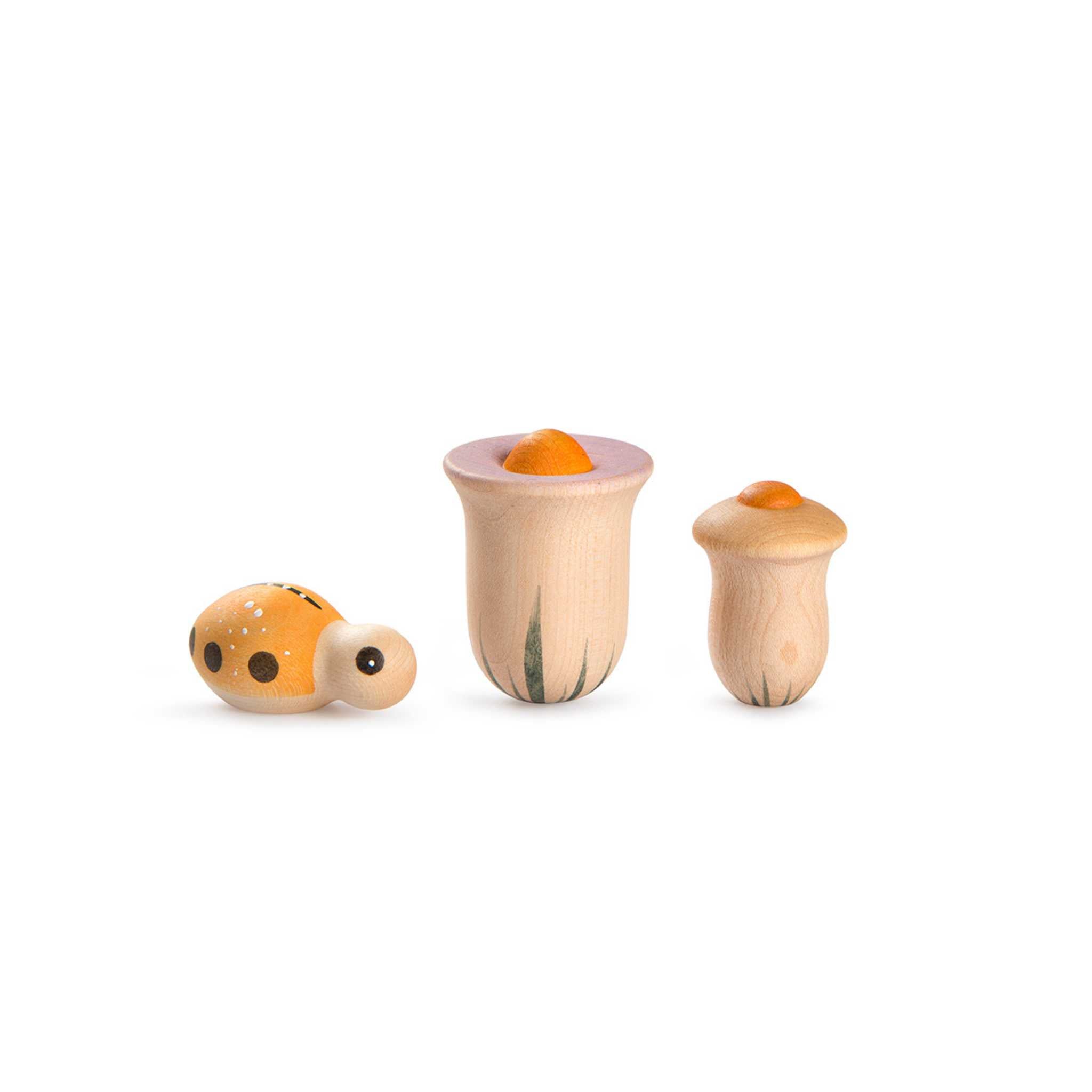 3 Wooden Toys From Grapat Lucky Lucky Collection on White Background