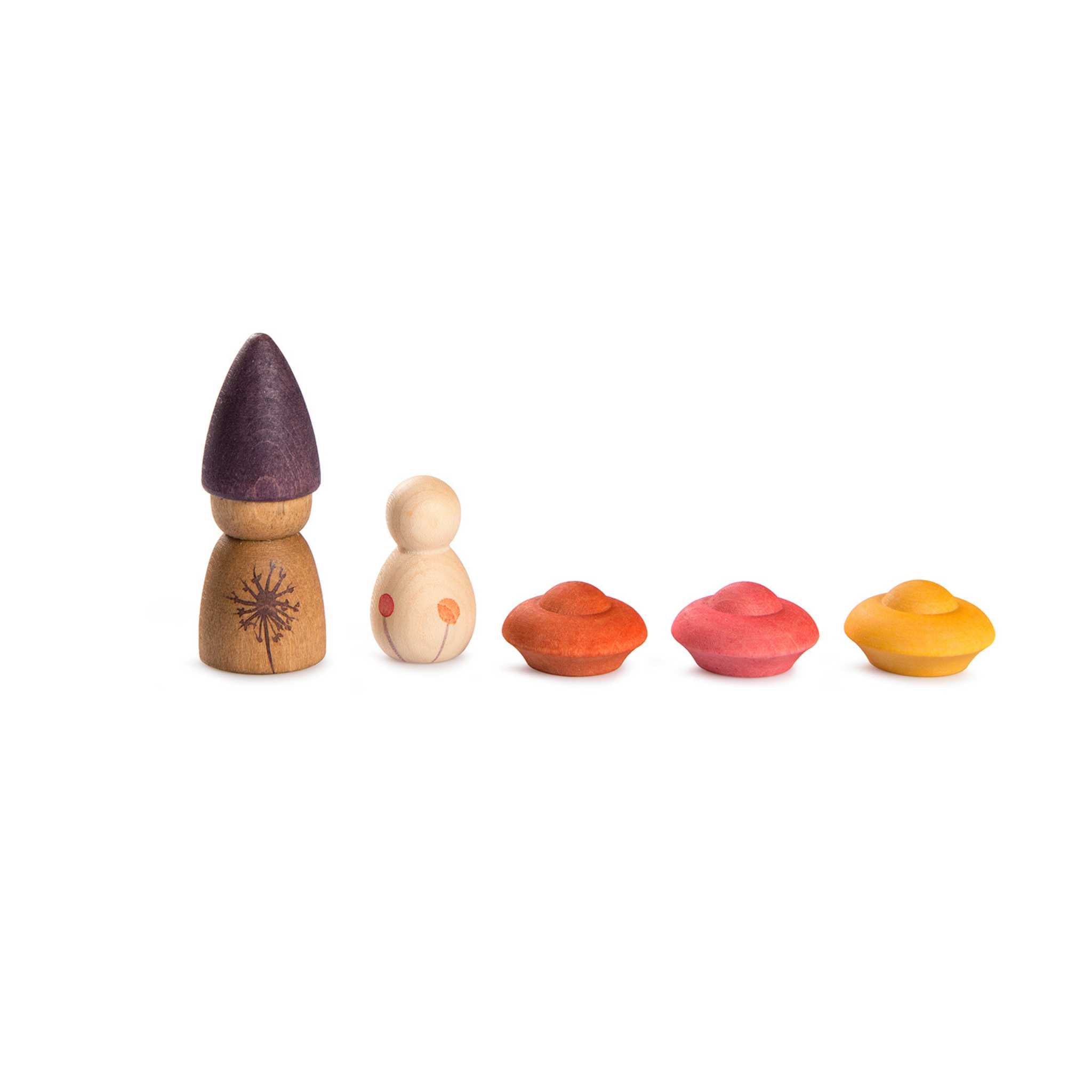5 Wooden Toys From Grapat Lucky Lucky Collection on White Background