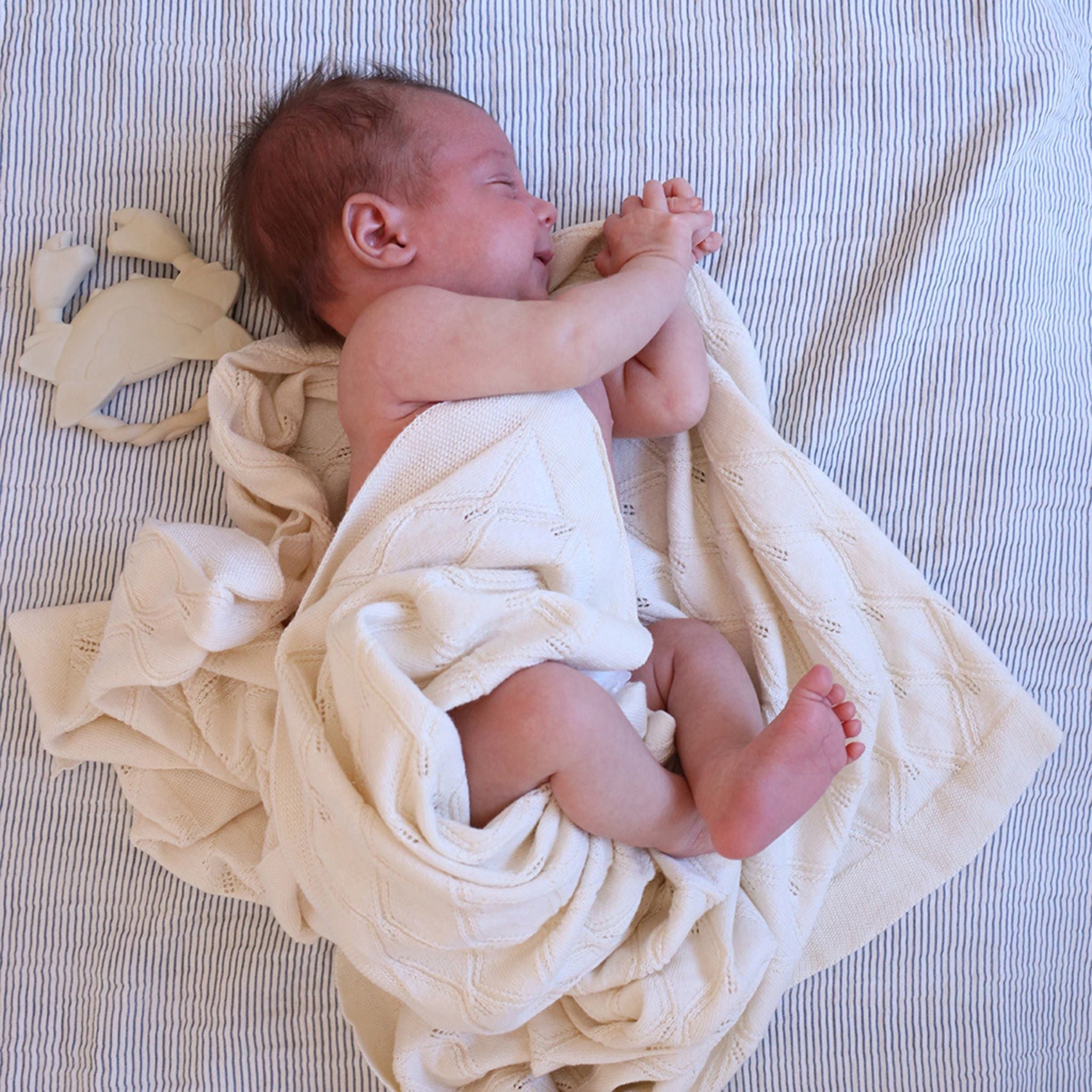 Baby On Cam Cam Copenhagen Muslin Baby Blanket - Blue Stripes