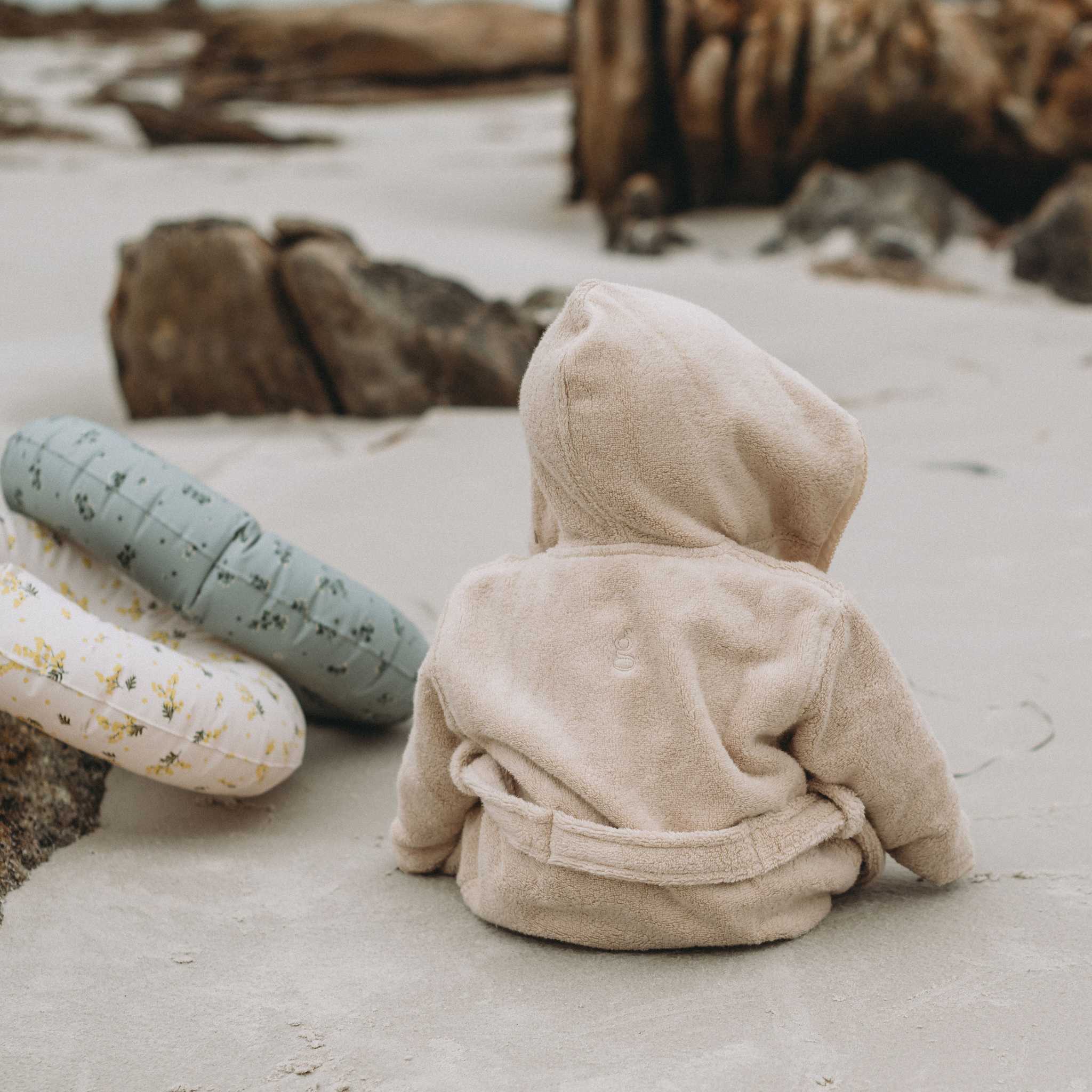 Baby Sitting In Garbo & Friends Bathrobe - Sand