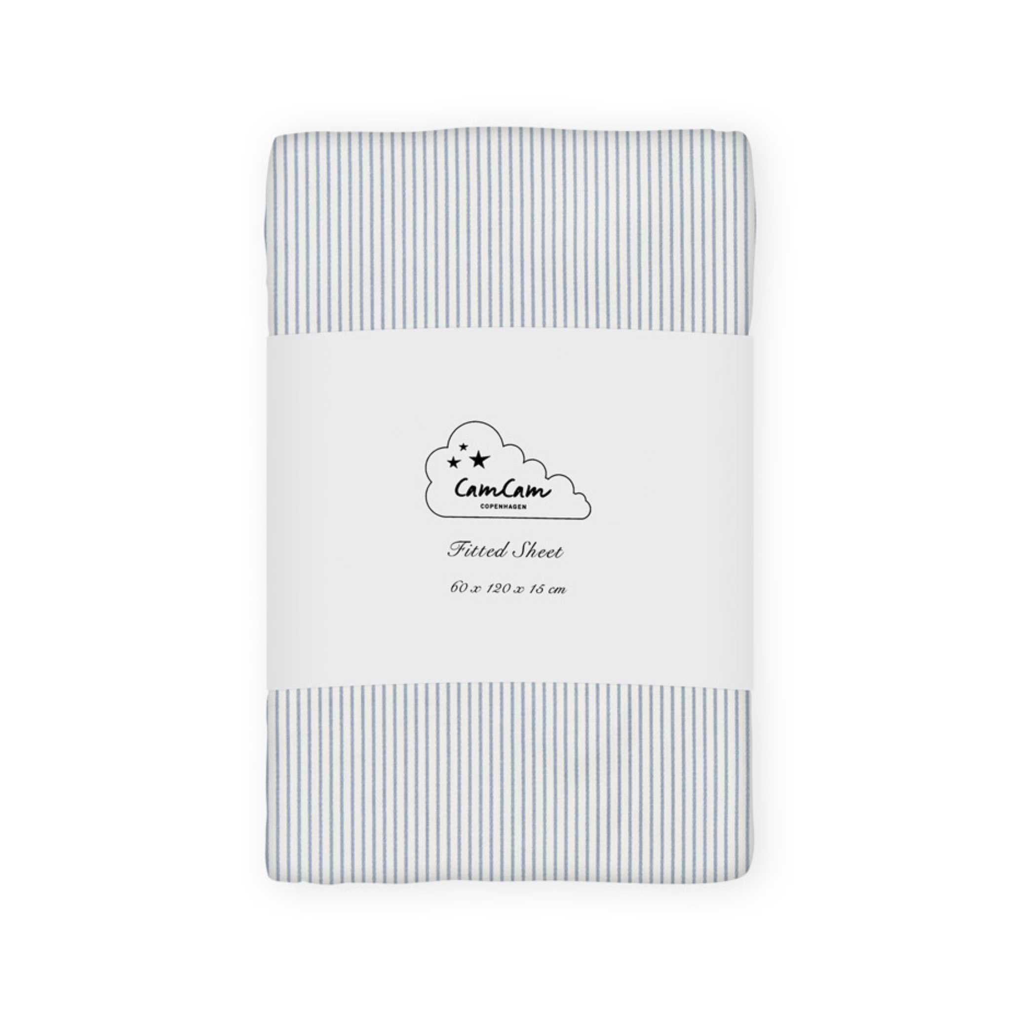 Cam Cam Fitted Sheet - Classic Blue Stripe 