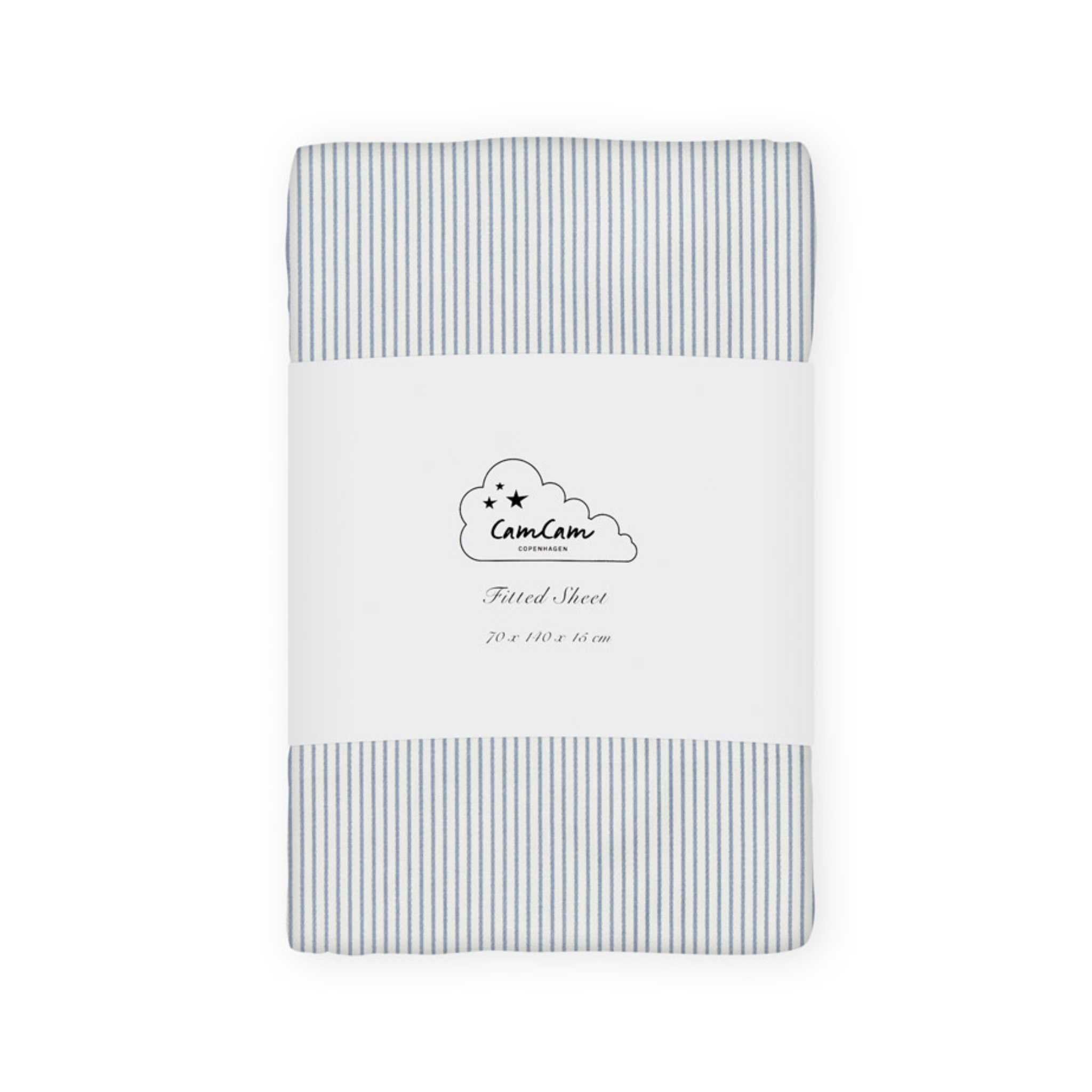 Cam Cam Fitted Sheet Classic Blue Stripe - 140 x 70 x 15