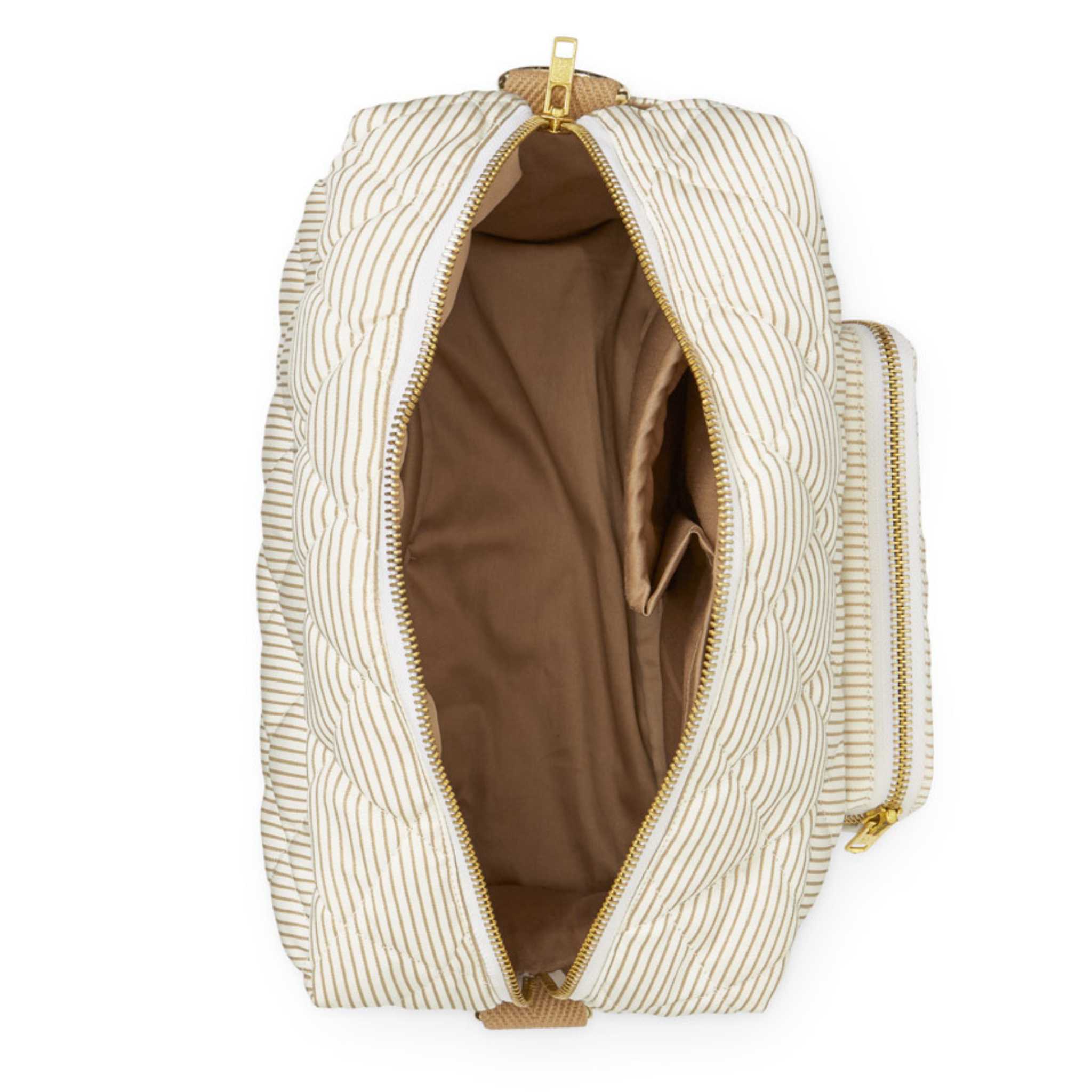 Cam Cam Small Changing Bag - Camel Stripes -Open
