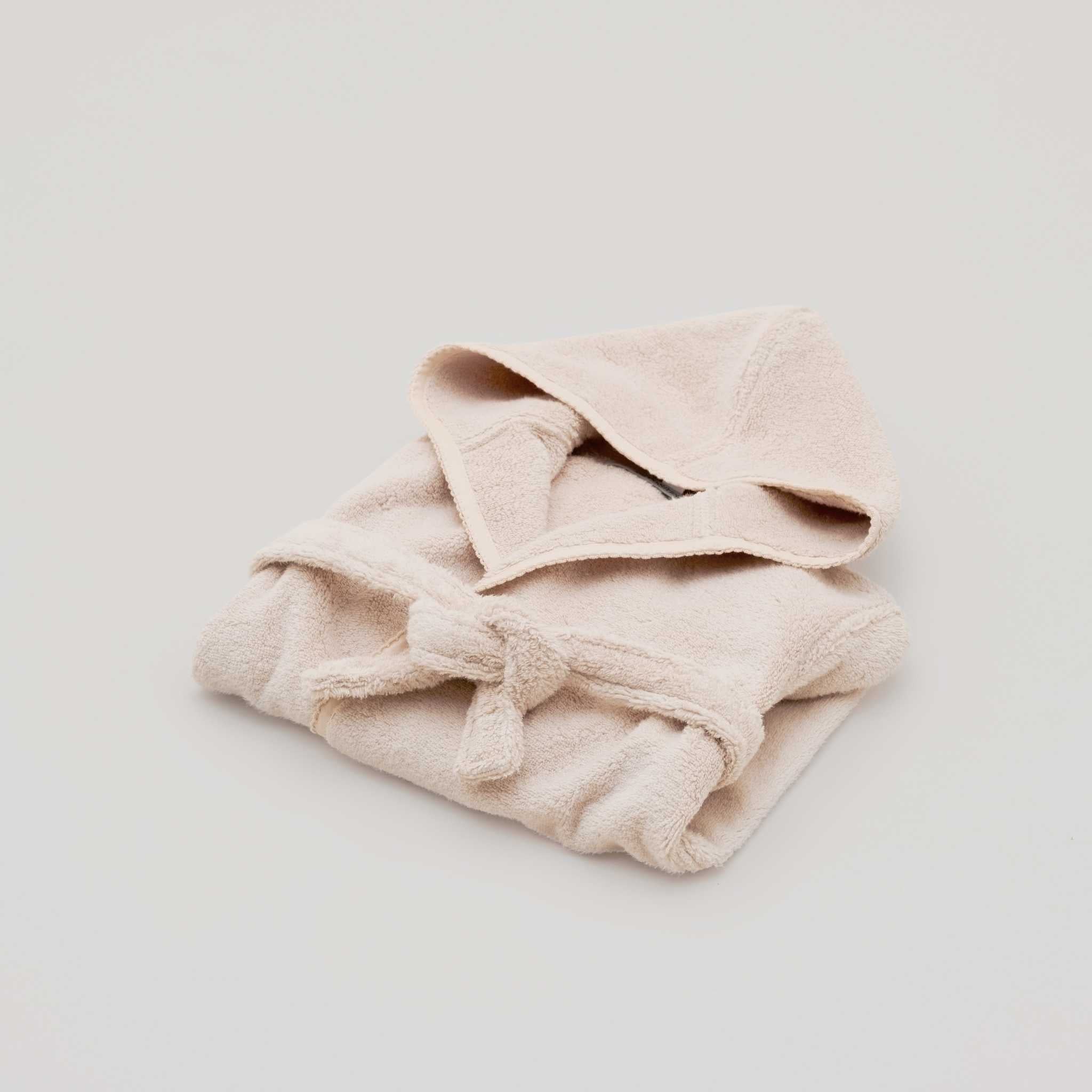 Garbo & Friends Bathrobe - Sand - Folded On Grey Background