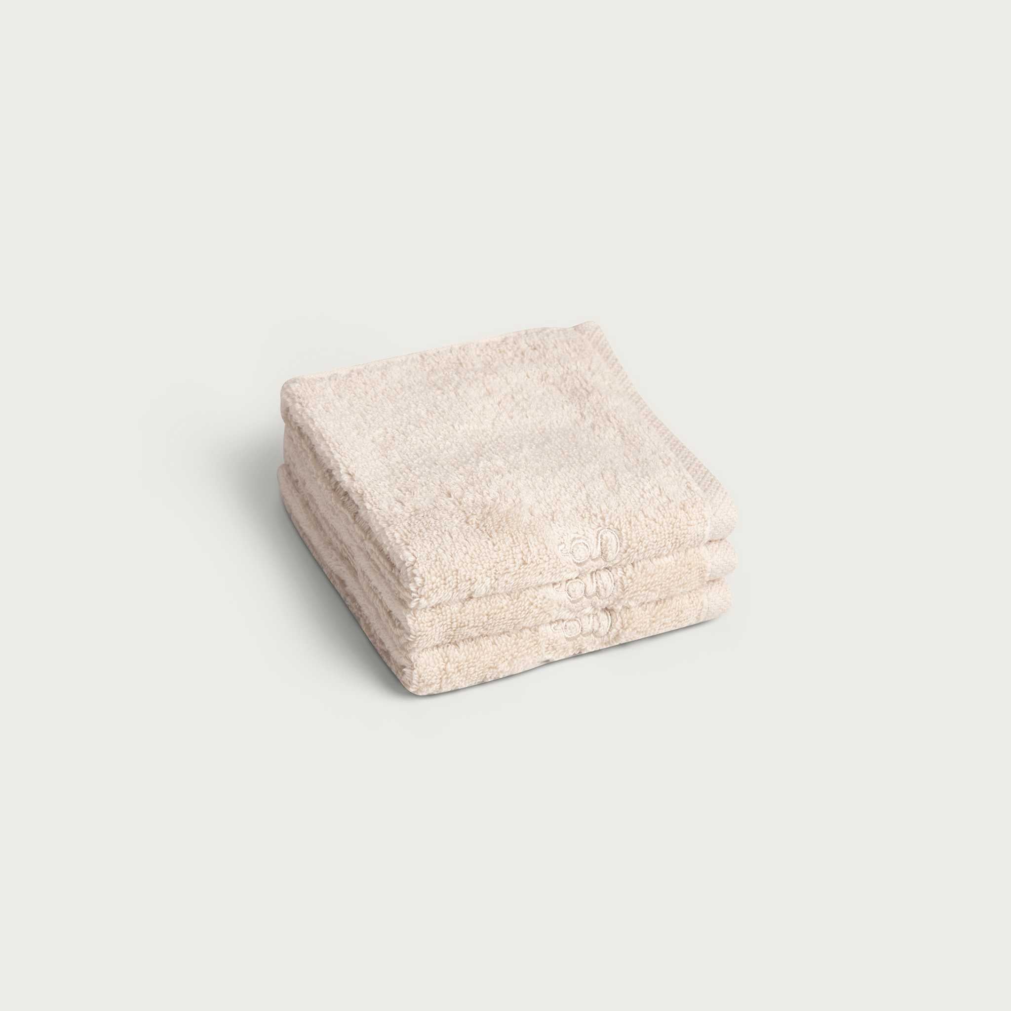 Garbo & Friends Terry Washcloths (3 pack) Sand - On Grey Background