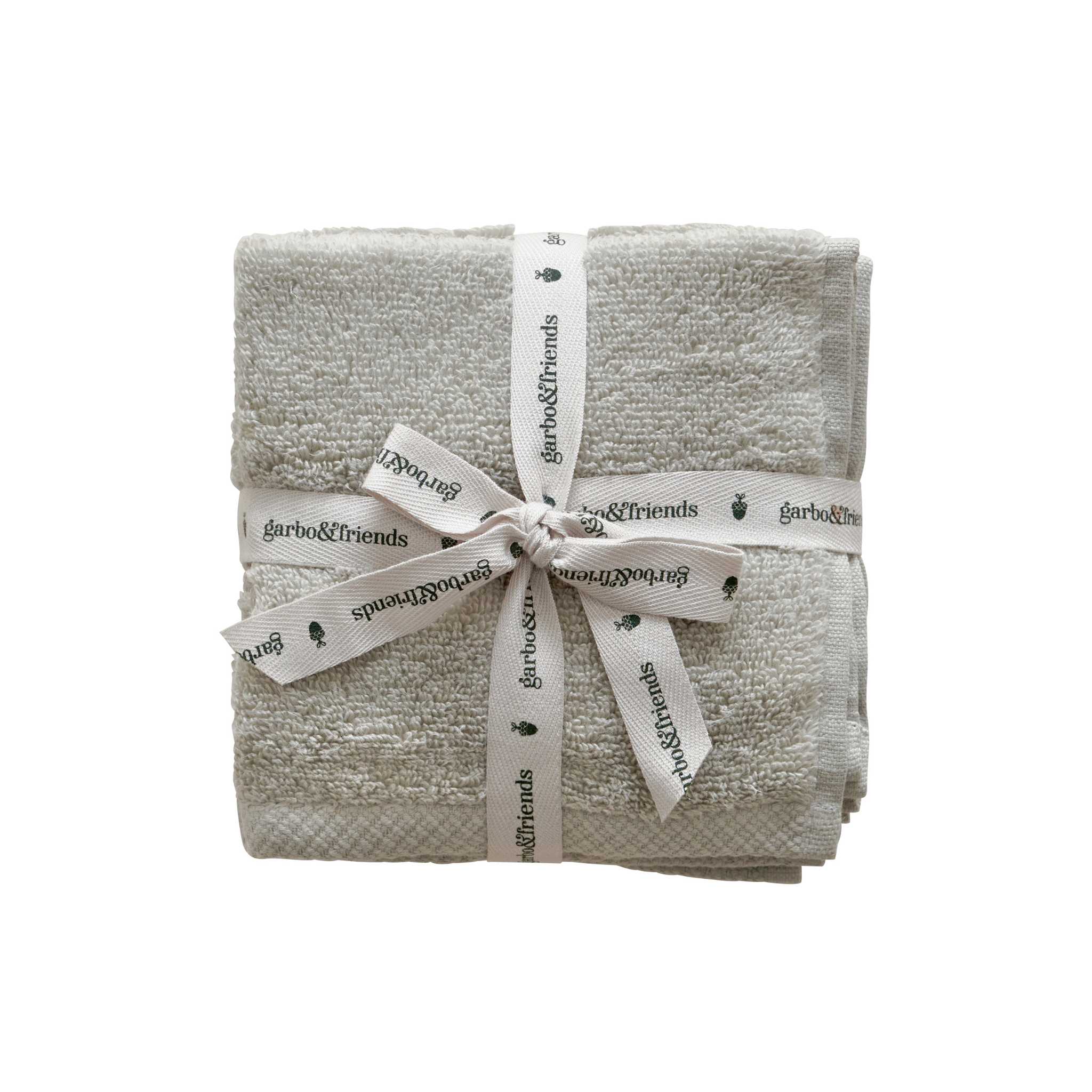 Garbo & Friends Terry Washcloths - Thyme - Wrapped In Ribbon