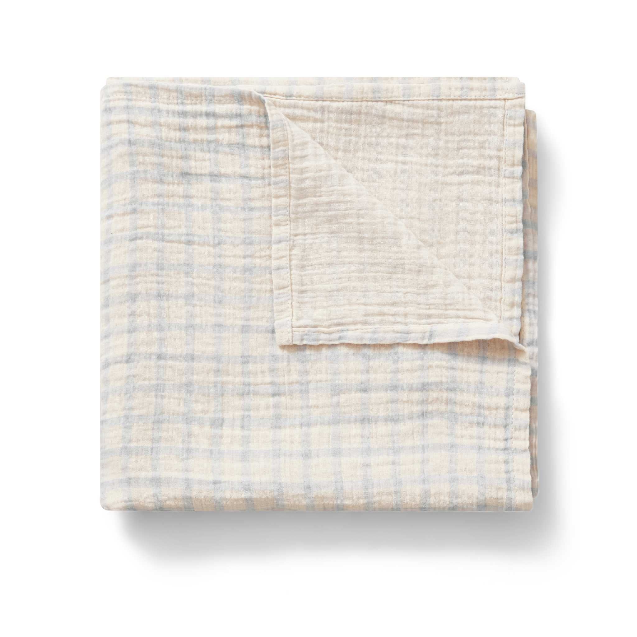 Garbo and Friends Gingham Sky Blue Swaddle Blanket - Main Image