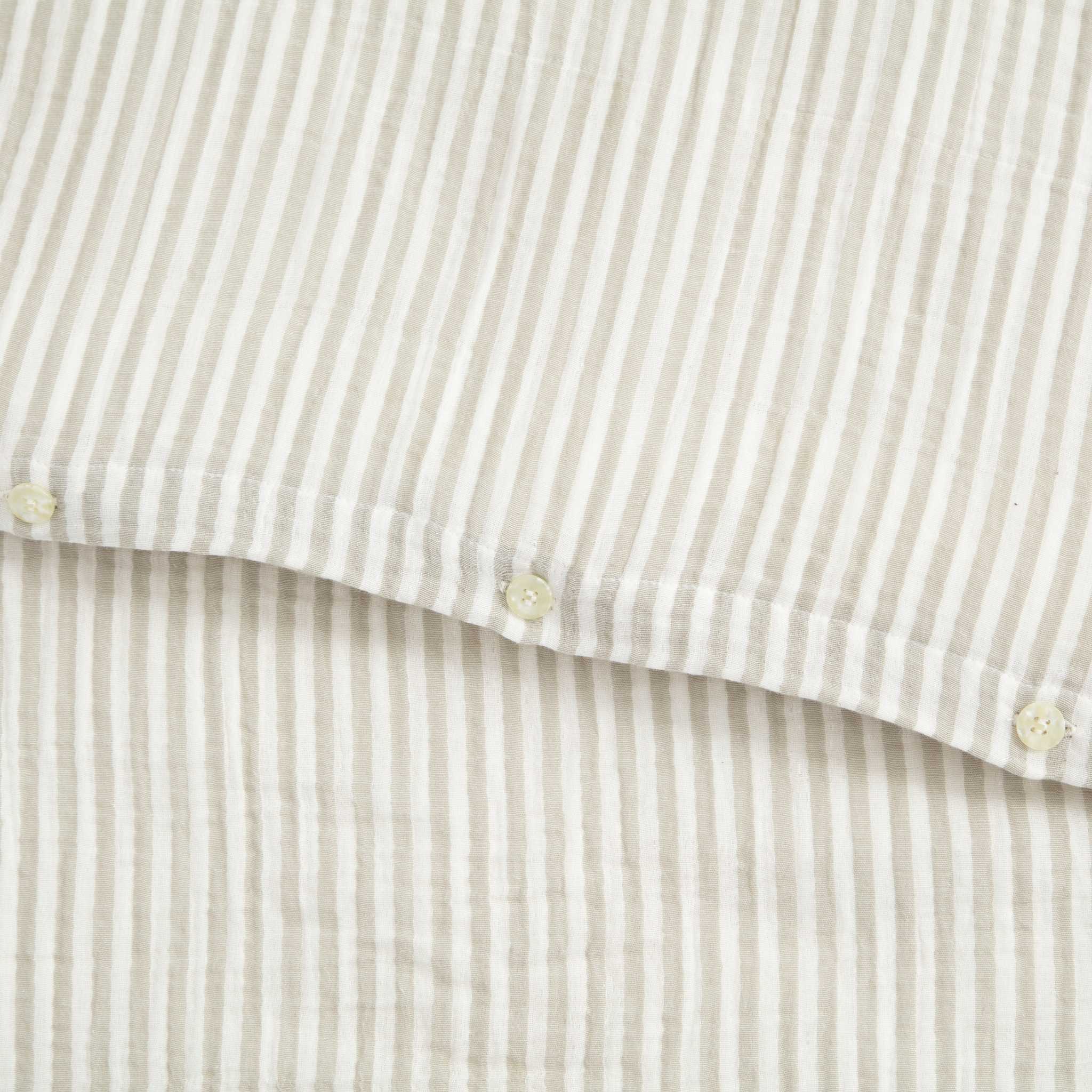 Garbo and Friends Stripe Anjou Toddler Muslin Bedding Set - Close Up Print And Button Detail