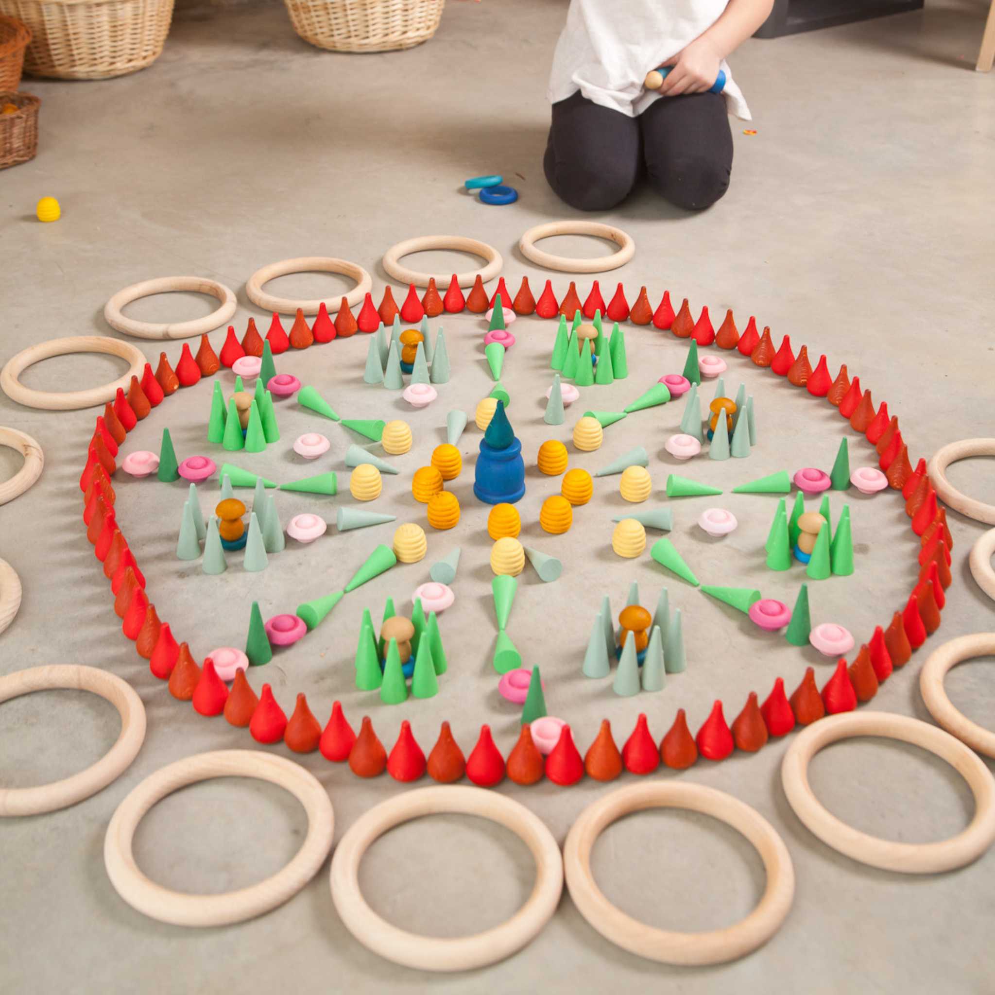 Grapat Mandala Cone Green- 36 Loose Pieces  With Other Mandalas