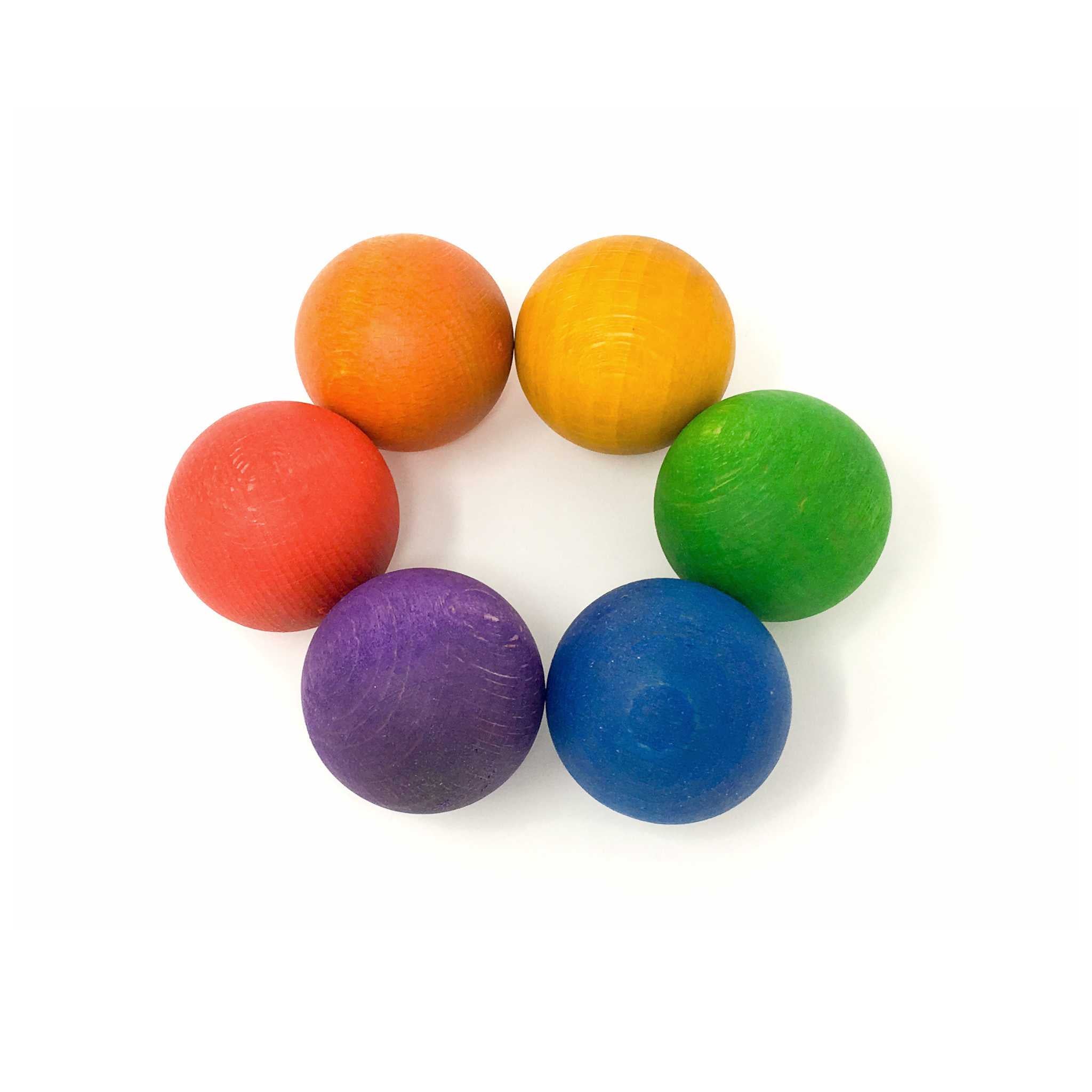 Grapat Six Wooden Balls Rainbow Colours In Circle