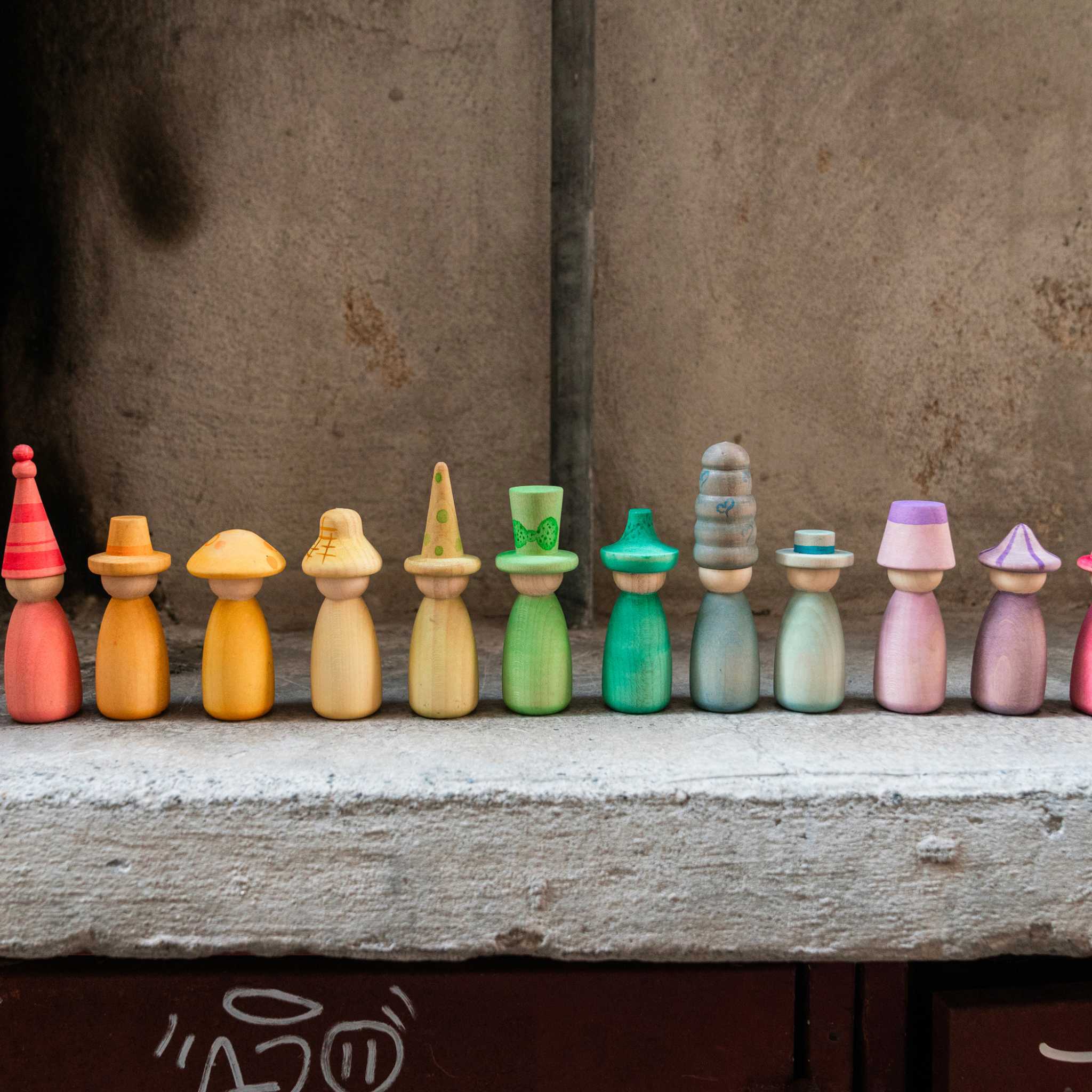 Grapat Fancy Nins, Wooden Figures Lined Up