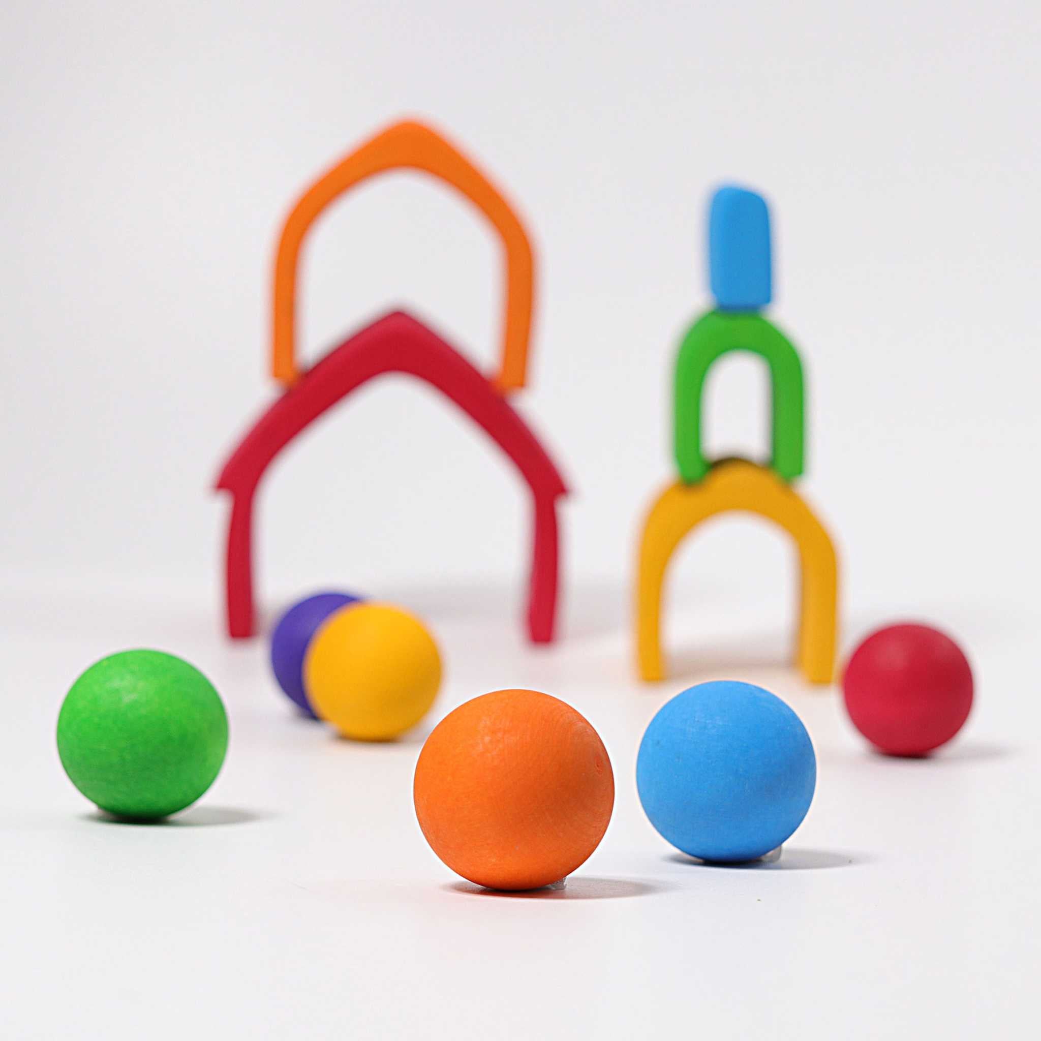 Grimm's Colourful Stacking House With Rainbow Balls