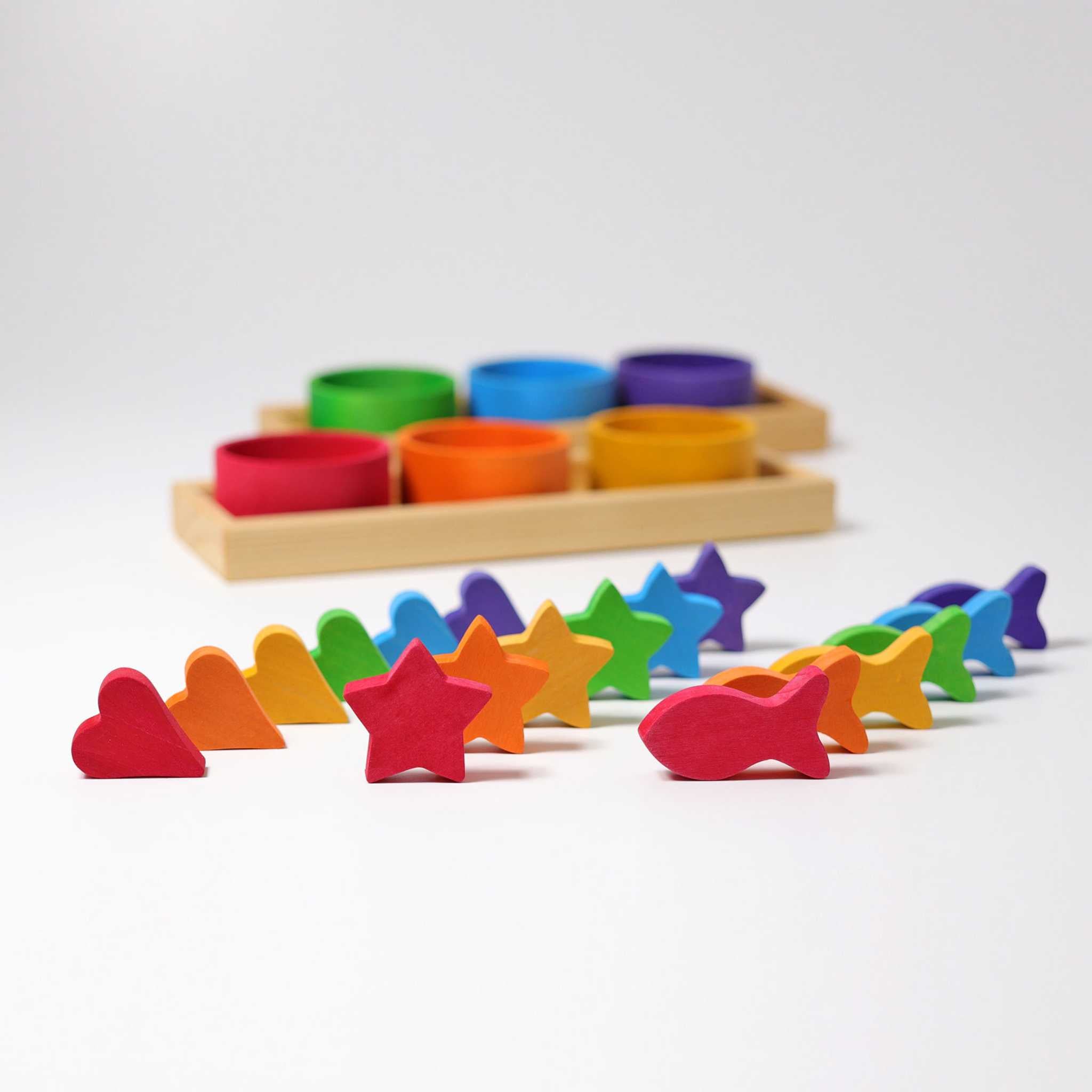 Grimm's Rainbow Bowls Sorting Game Showing Pieces