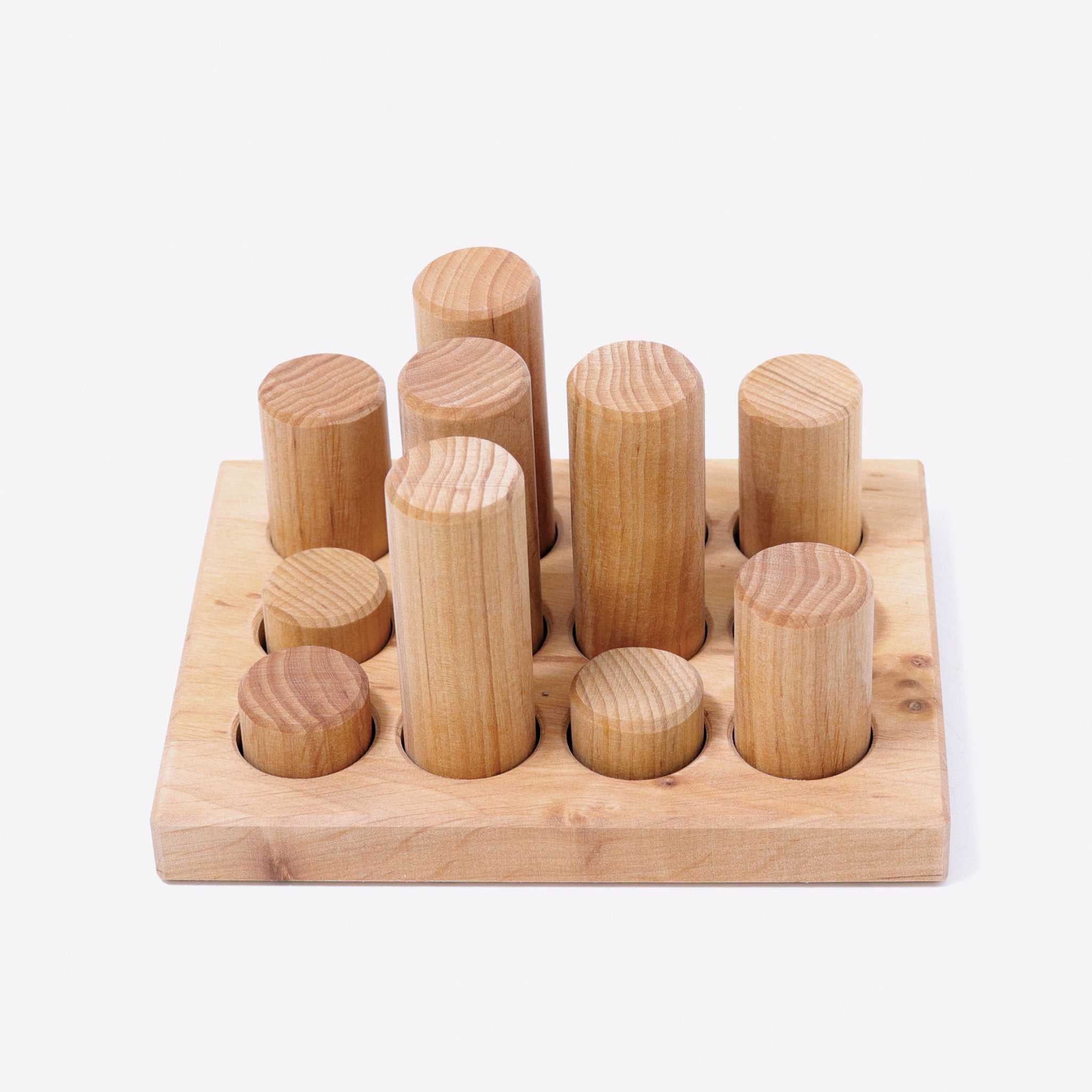 Grimm's Stacking Game Small Natural Rollers Pieces in Board