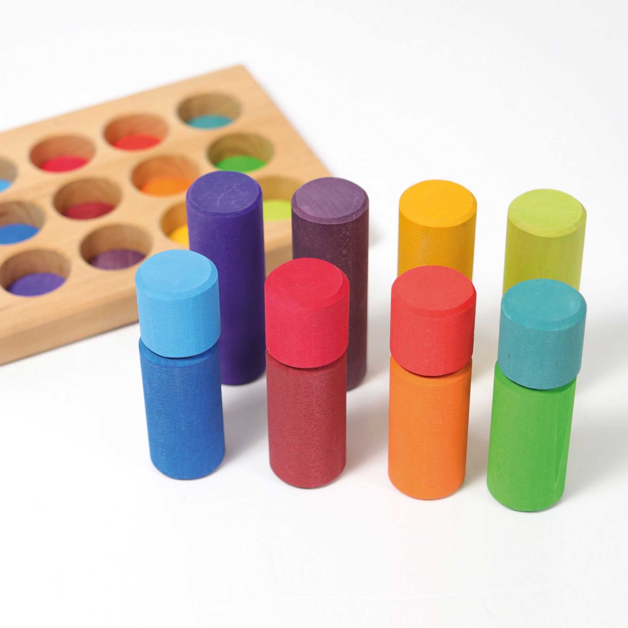 Grimm's Stacking Game Small Rainbow Rollers Different Sizes Stacked 