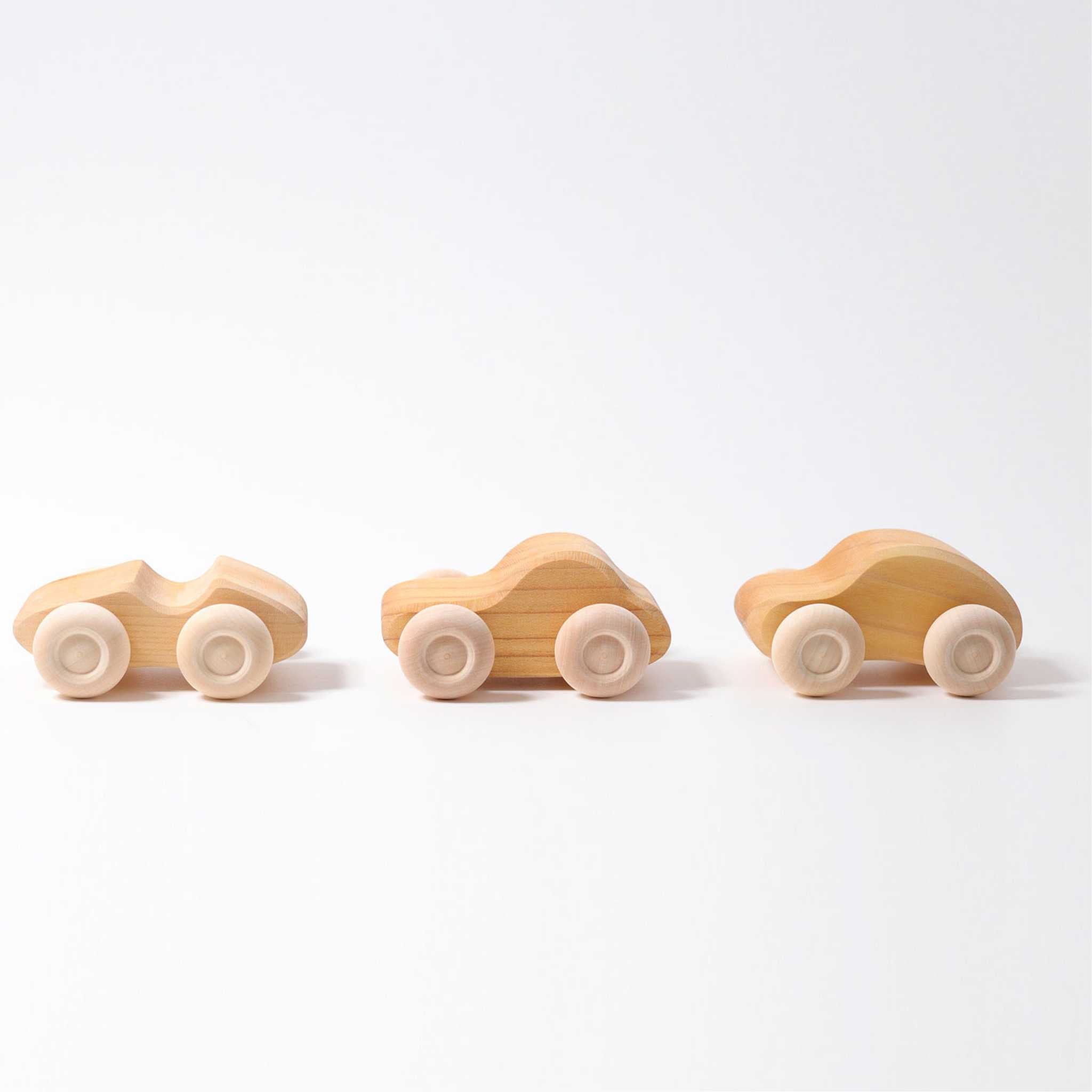 Grimm's Six Wooden Cars - Showing Three Side On