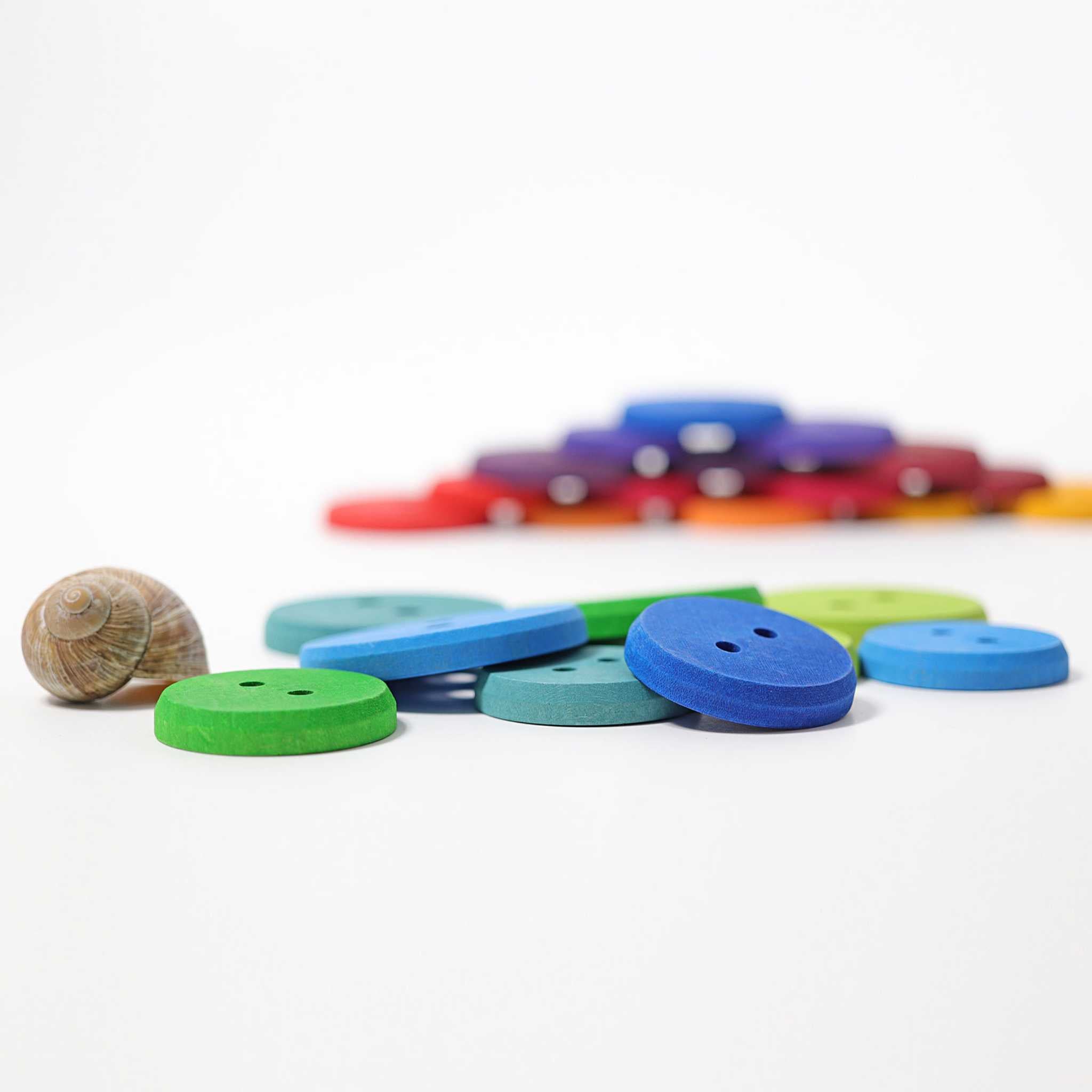 Grimm's Rainbow Large Wooden Buttons Piled Up