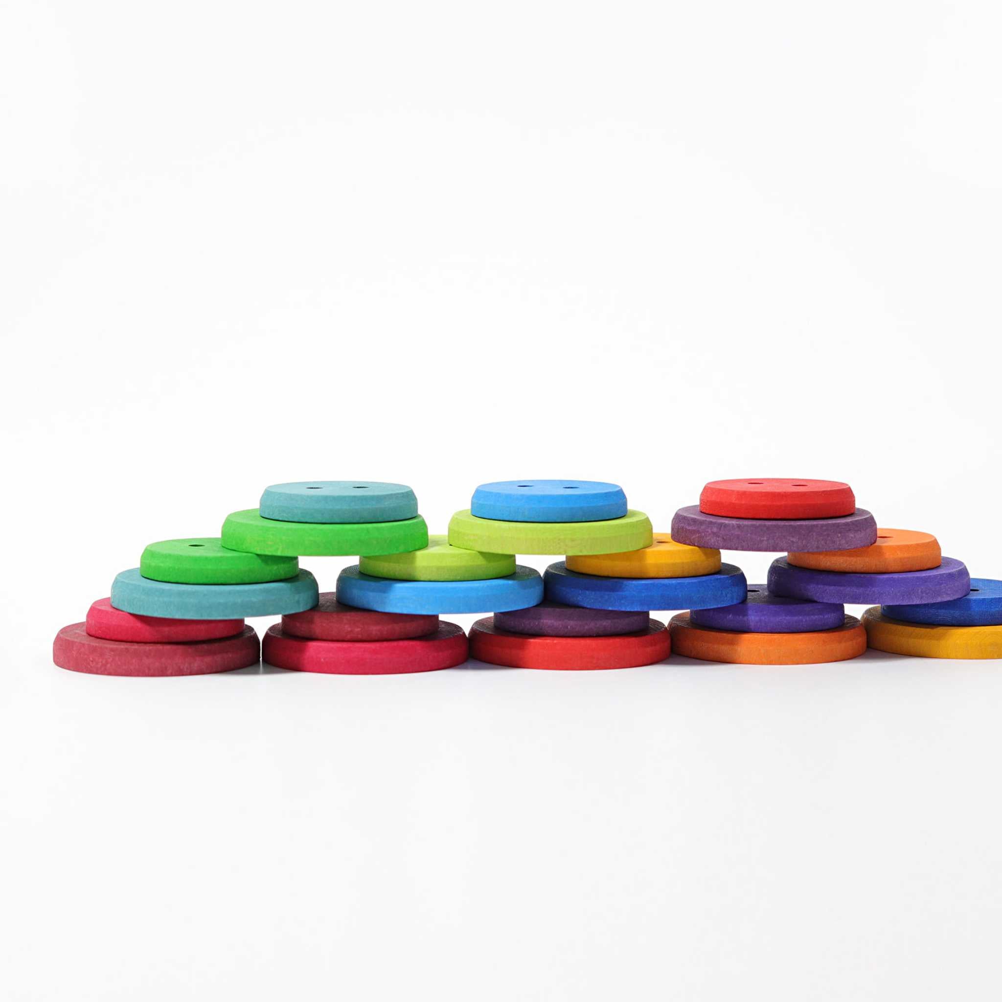 Grimm's Rainbow Large Wooden Buttons Stacked