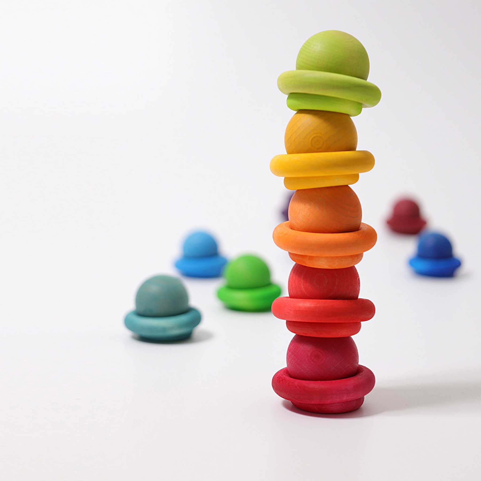 Grimm's Rainbow Building Rings With Rainbow Balls Tower