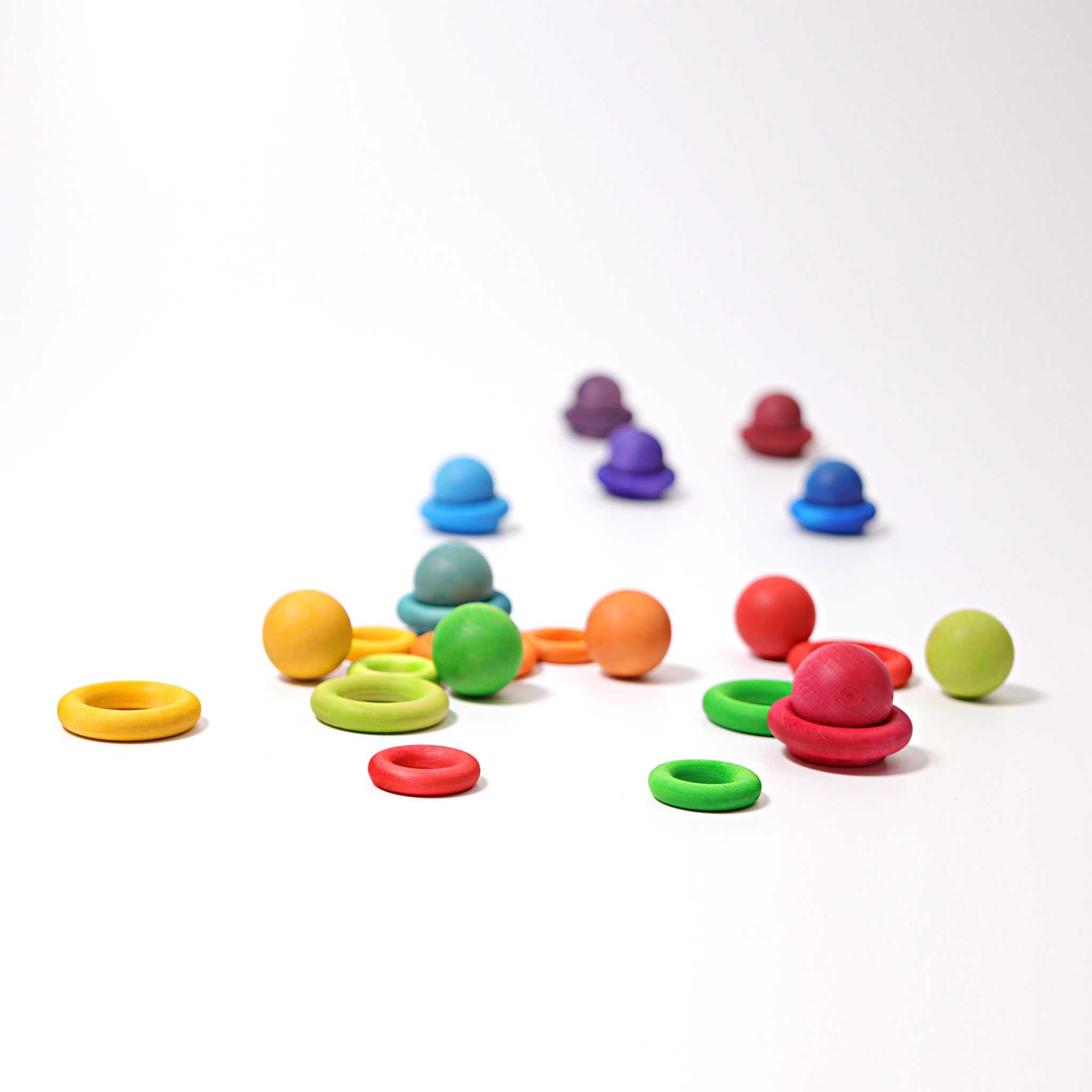 Grimm's Rainbow Building Rings with Rainbow Balls
