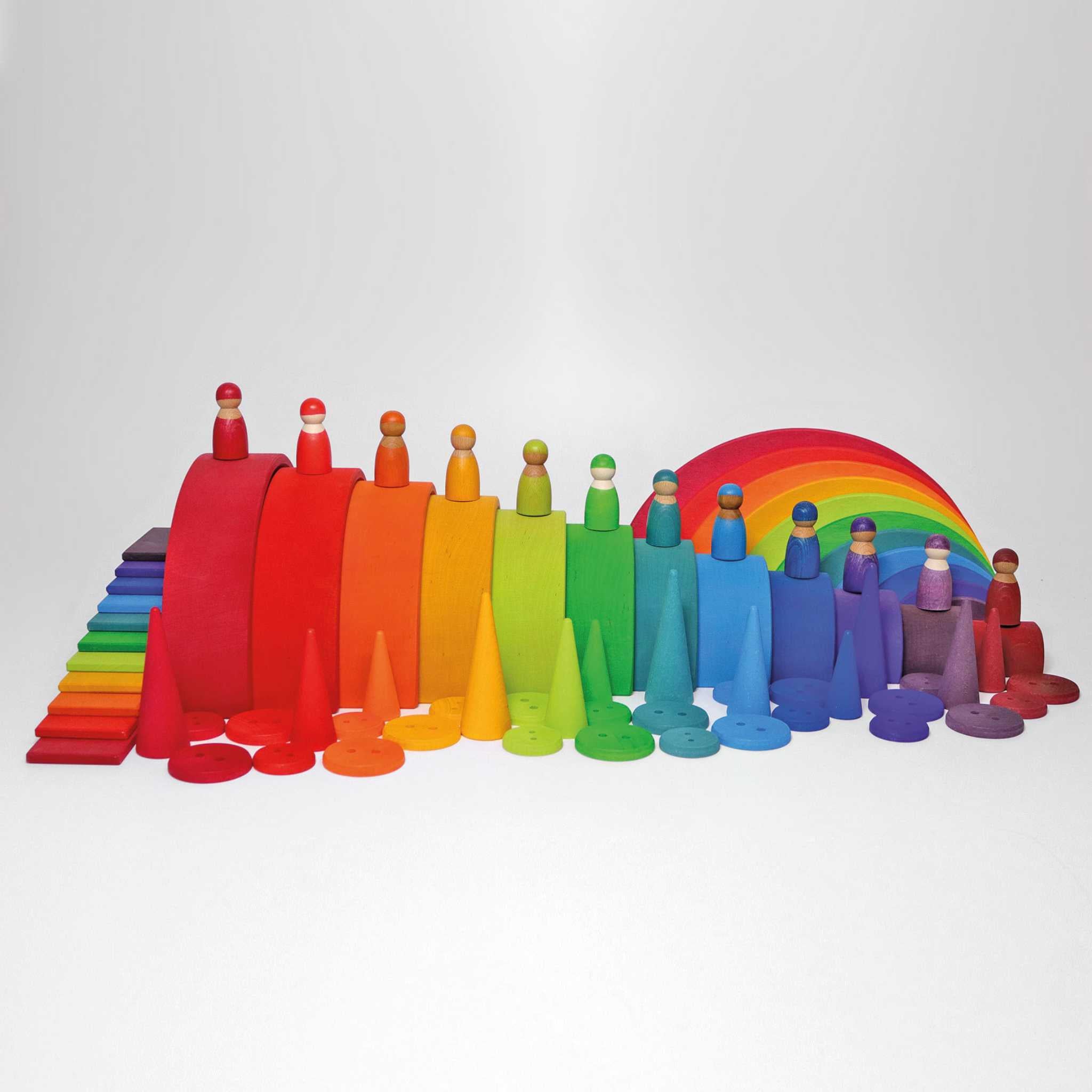   Grimm's Wooden Rainbow Friends With Other Grimm's Products 