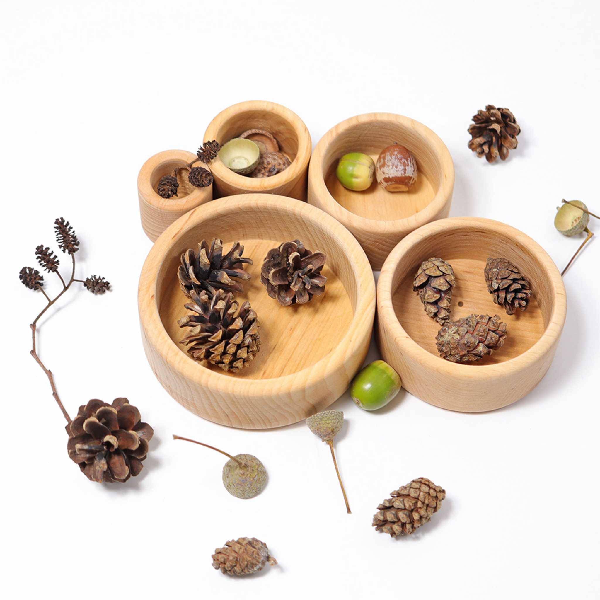 Grimm's Set of Wooden Bowls-Natural