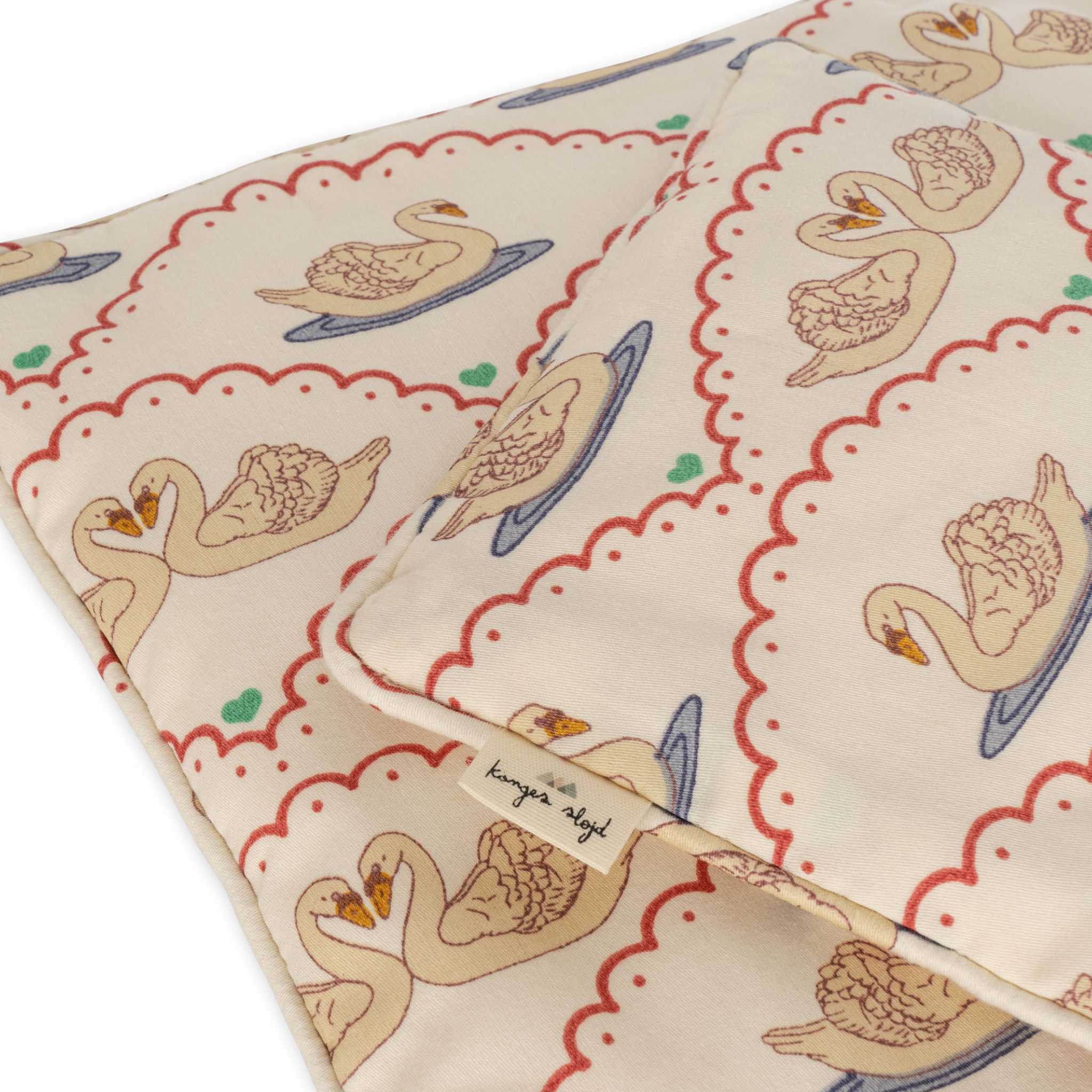Konges Slojd Dolls Bedding In Swan Print Up Close Detail