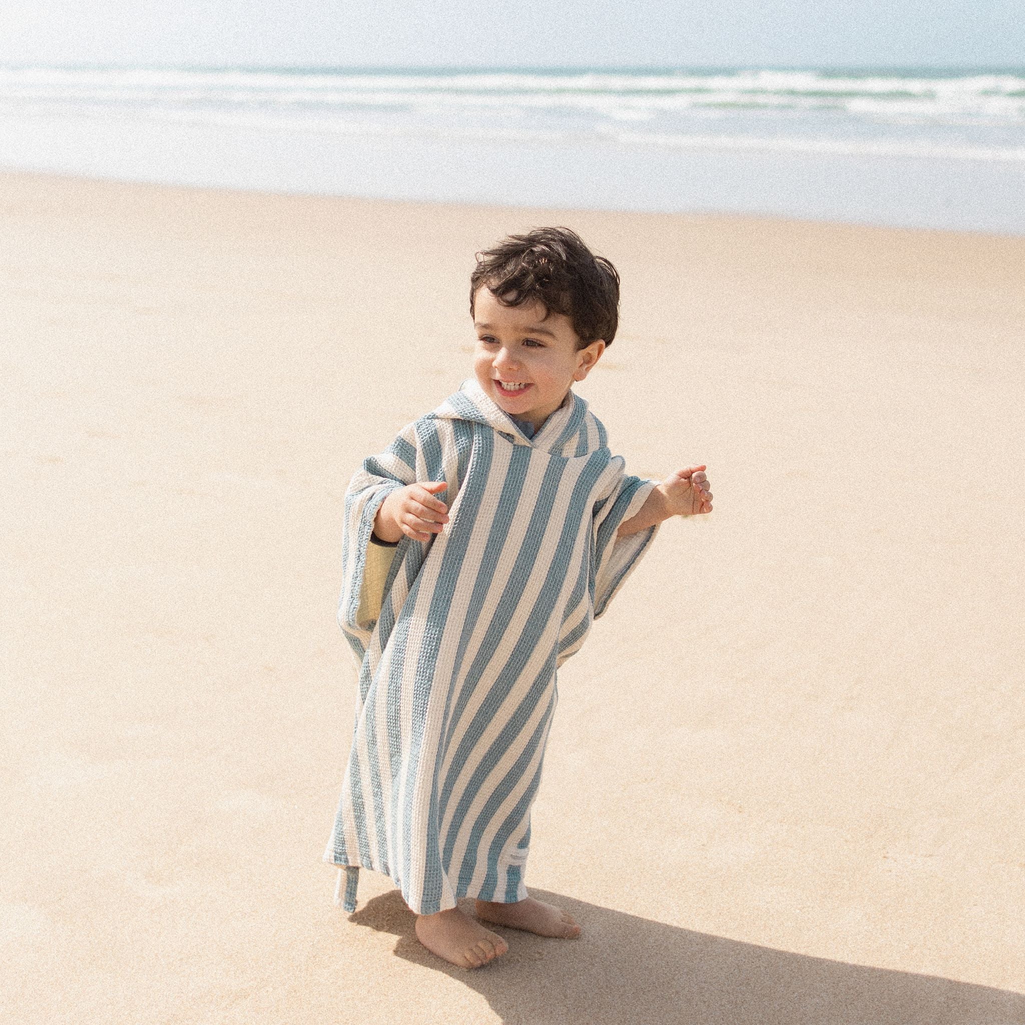 Little Boy on Beach In Nobodinoz Portofino Beach Poncho