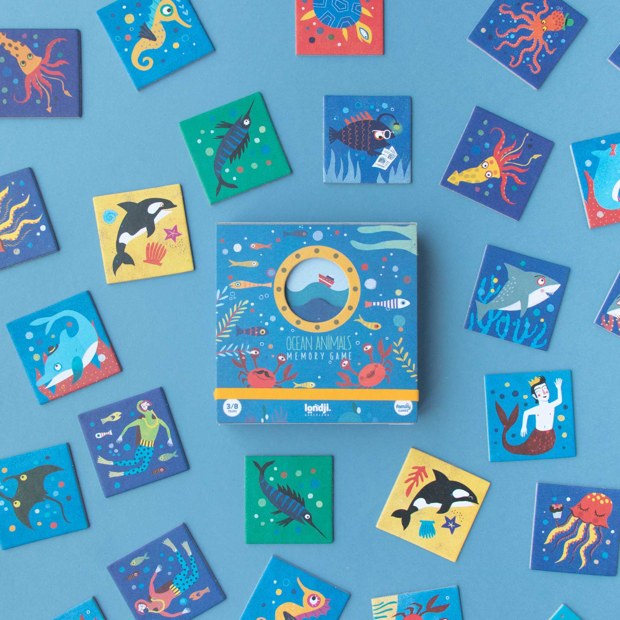 Londji Ocean Animals Memo Game Main Image Showing Box And Cards