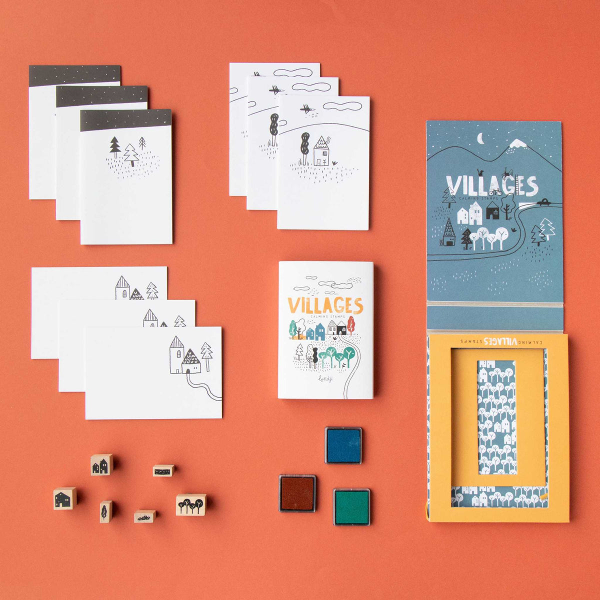 Londji Village Stamps Arts and Crafts Activity - Elements Laid Out