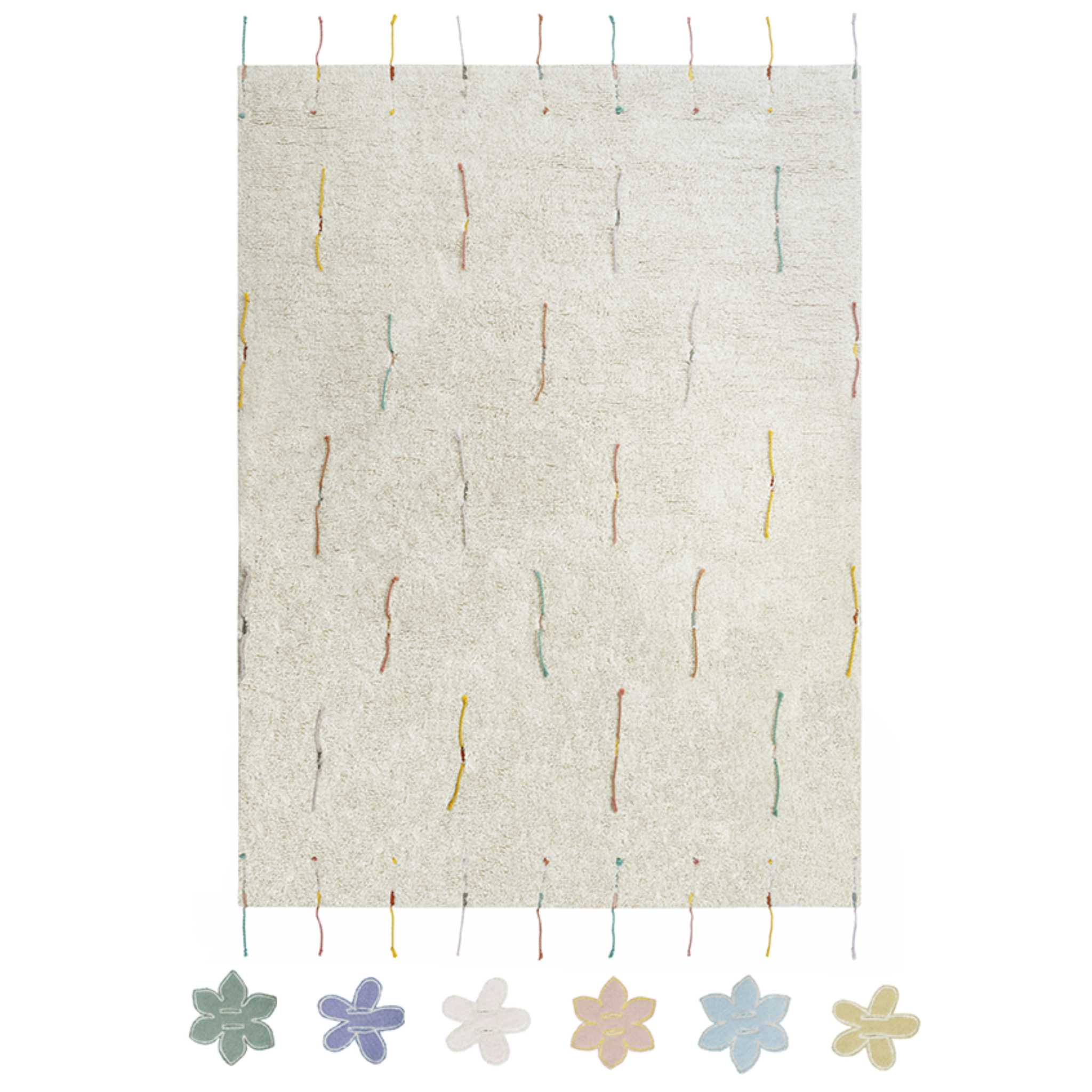 Lorena Canals Washable Rug Wildflowers - Showing Flowers Separate