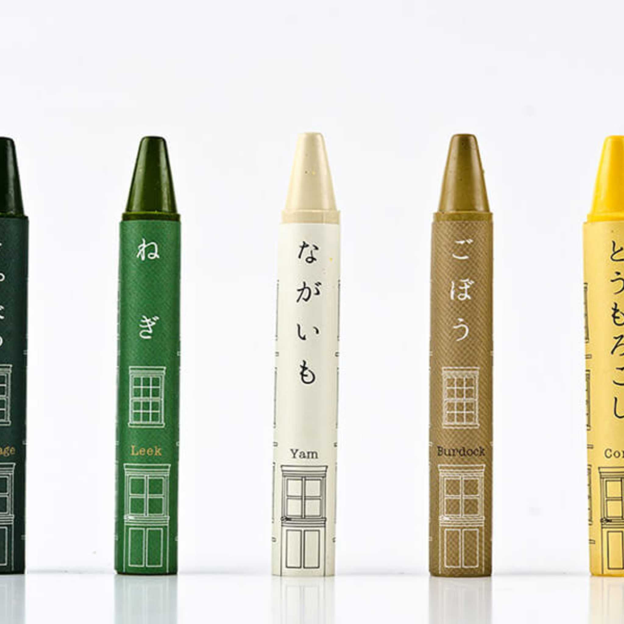 Mizuiro Vegtable Crayons 10 Pack Green Yellow & White